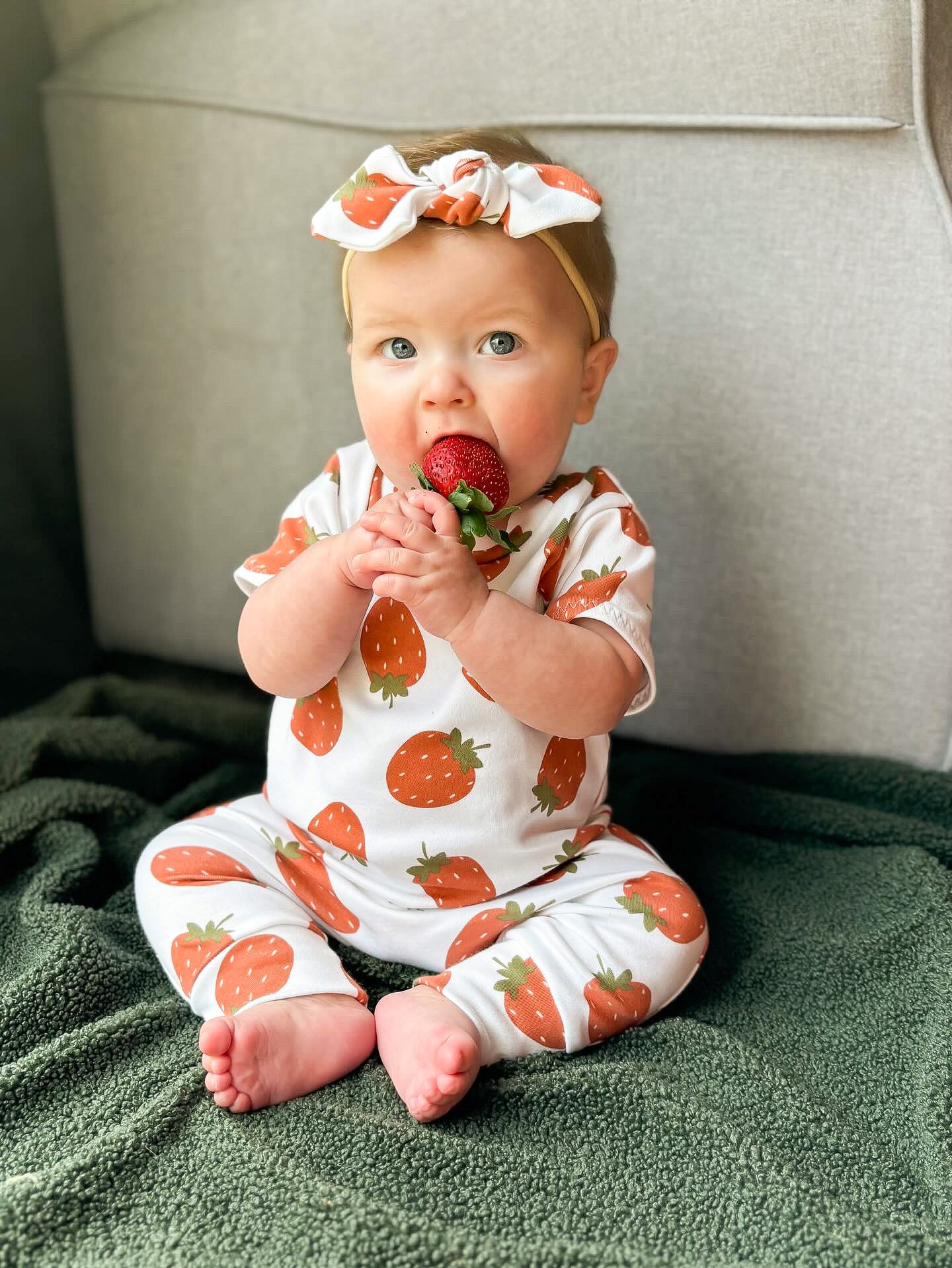 Strawberries on White Harem Romper