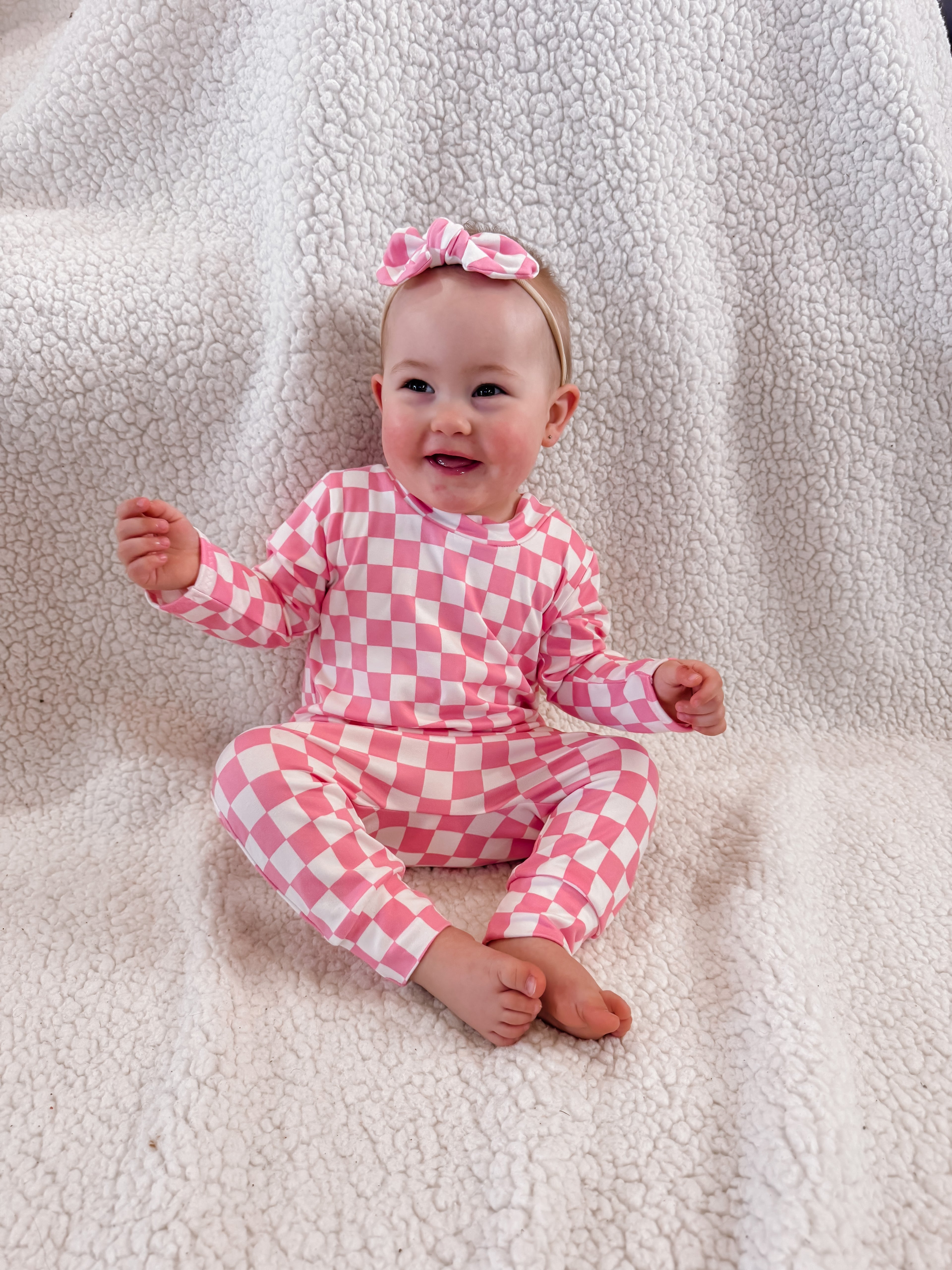 Pink Retro Checkered Harem Romper