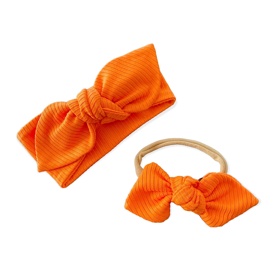 Bright Orange Ribbed Headbands
