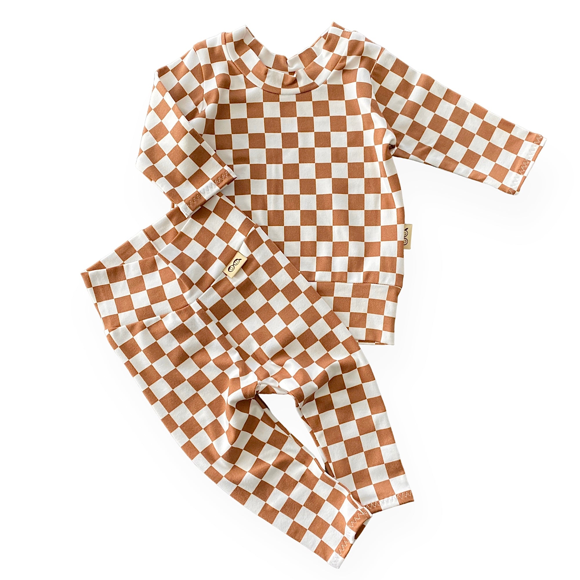 Brown Retro Checkered Lounge Set