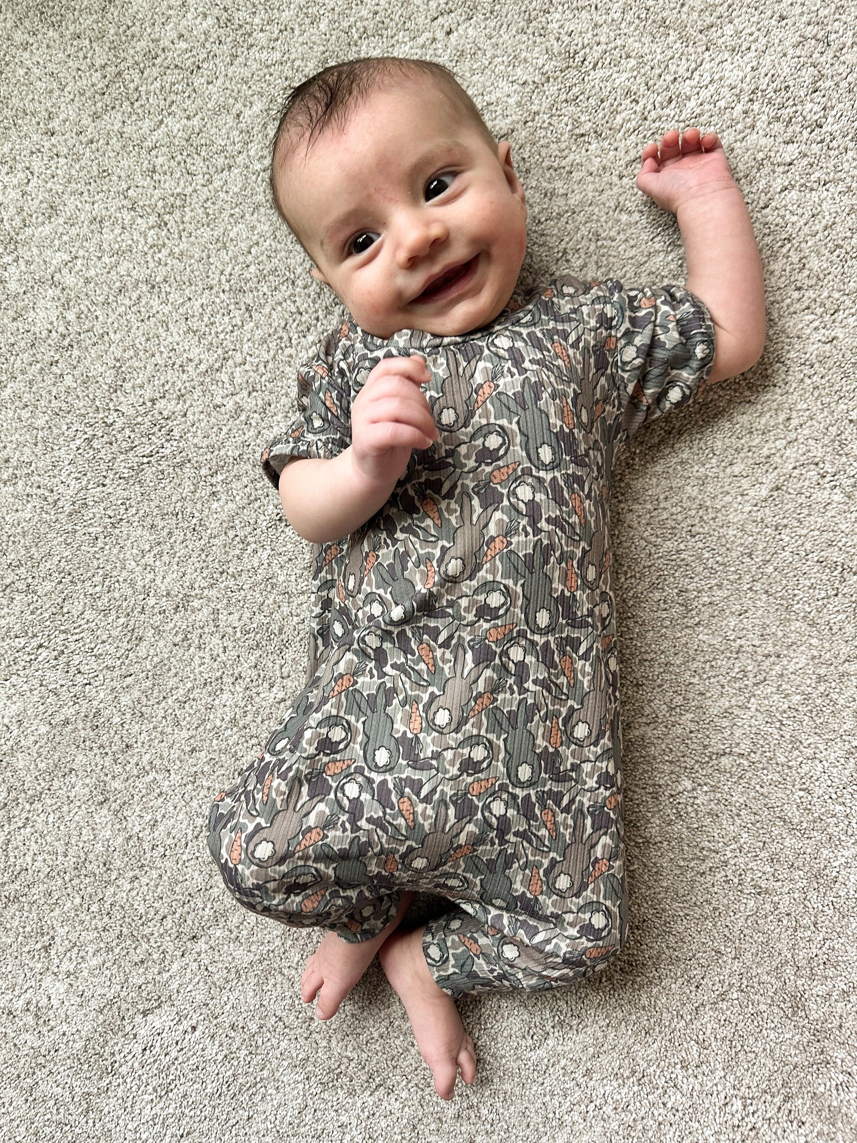 Easter Bunny Camo Ribbed Harem Romper