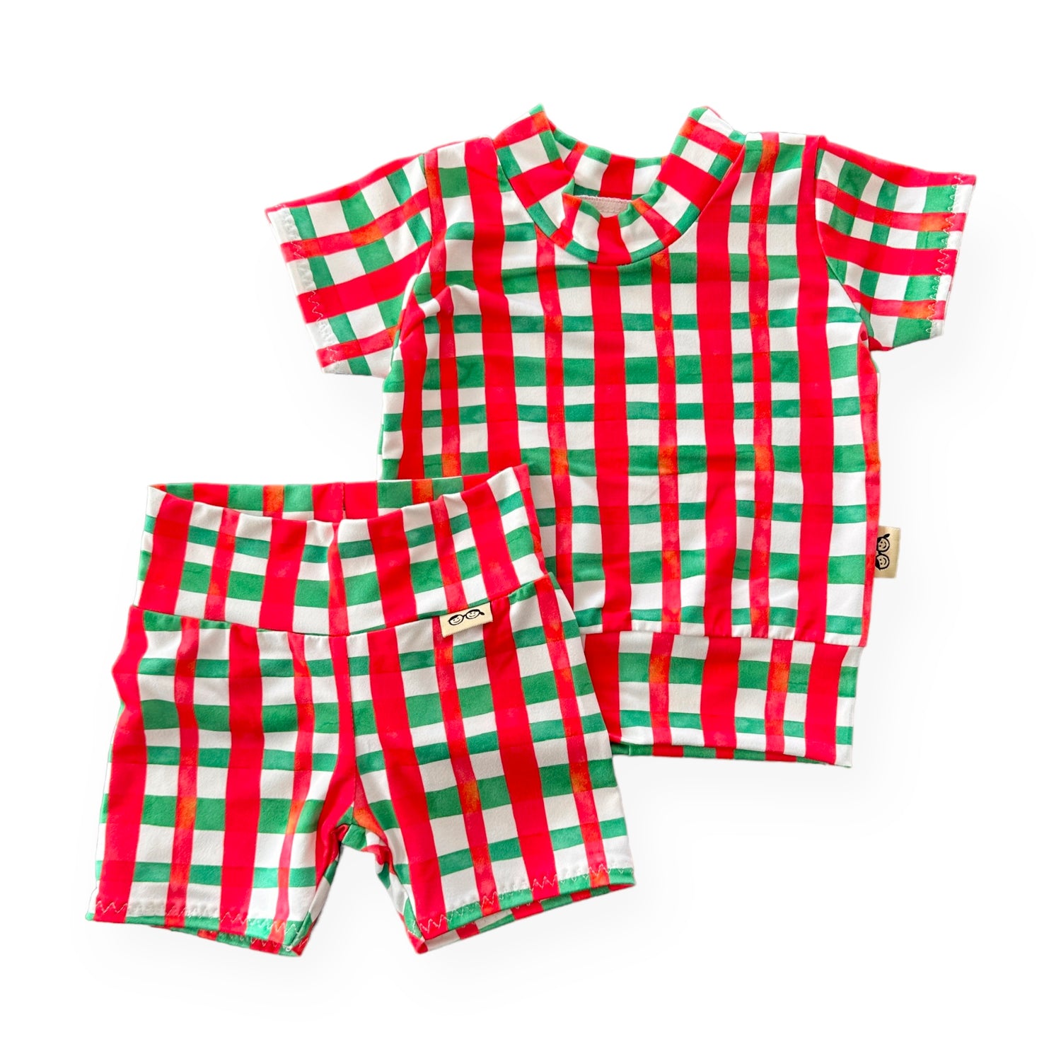 Christmas Gingham Biker Shorts Lounge Set