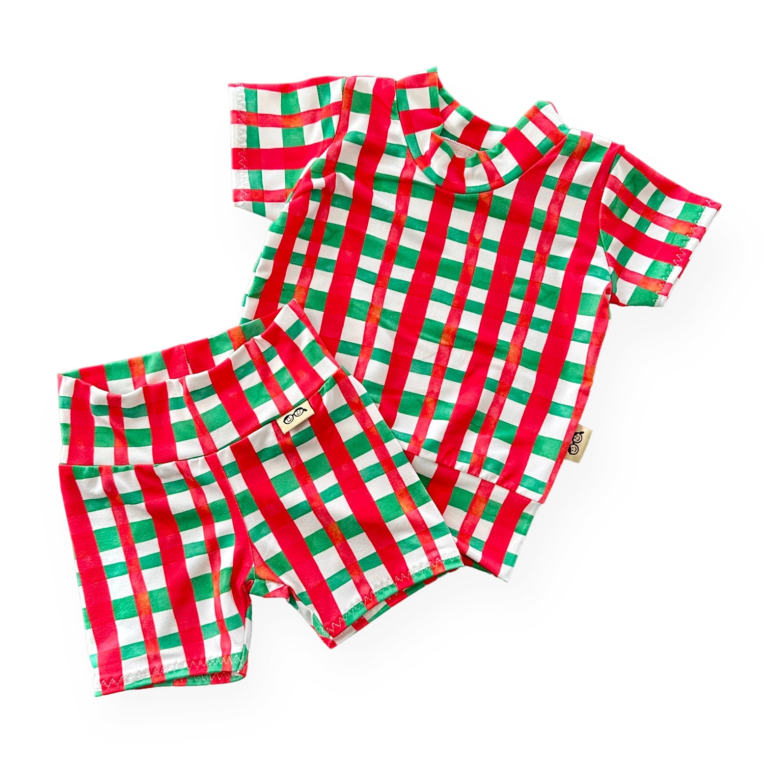 Christmas Gingham Biker Shorts Lounge Set