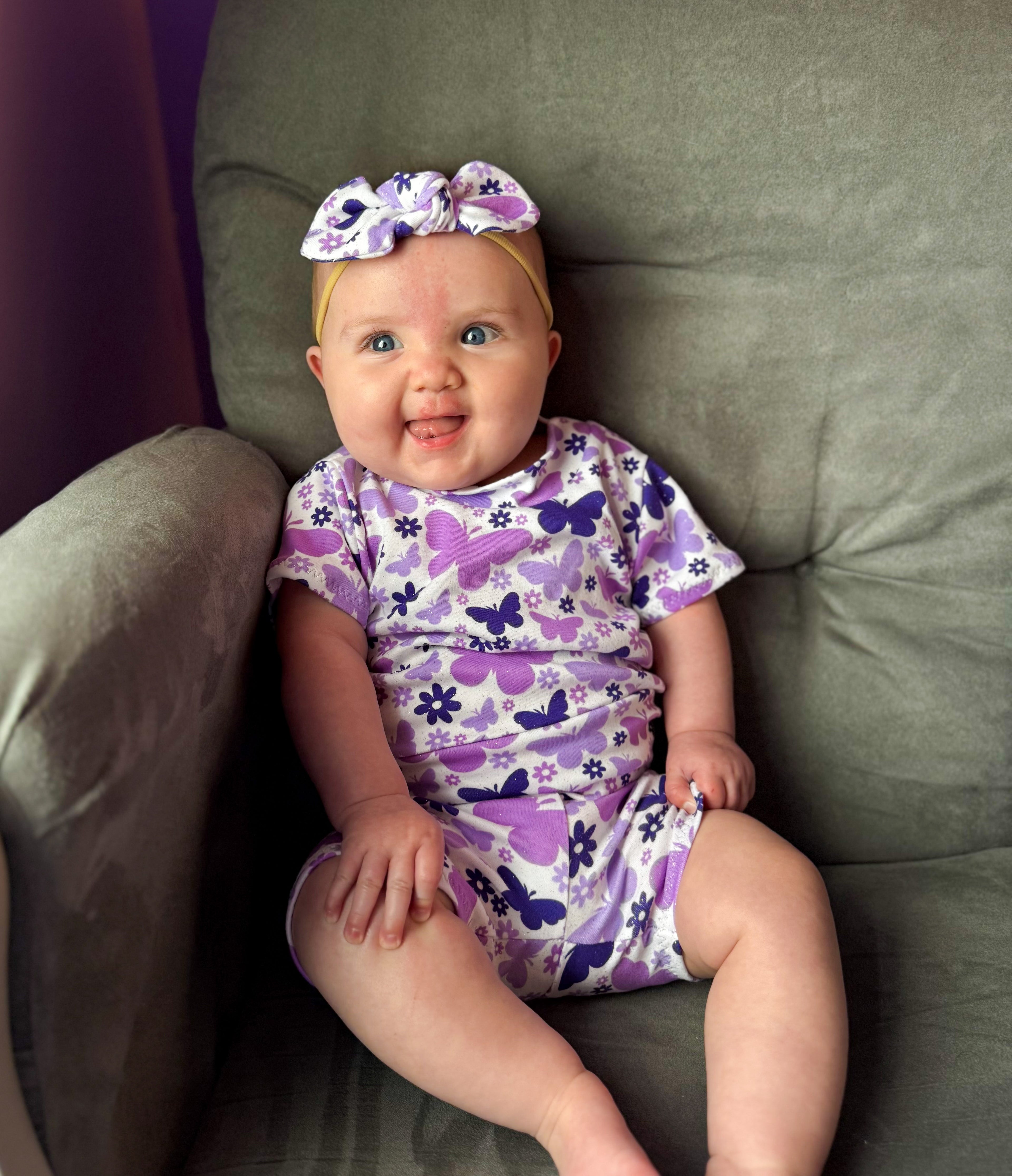Purple Butterflies Biker Shorts Lounge Set