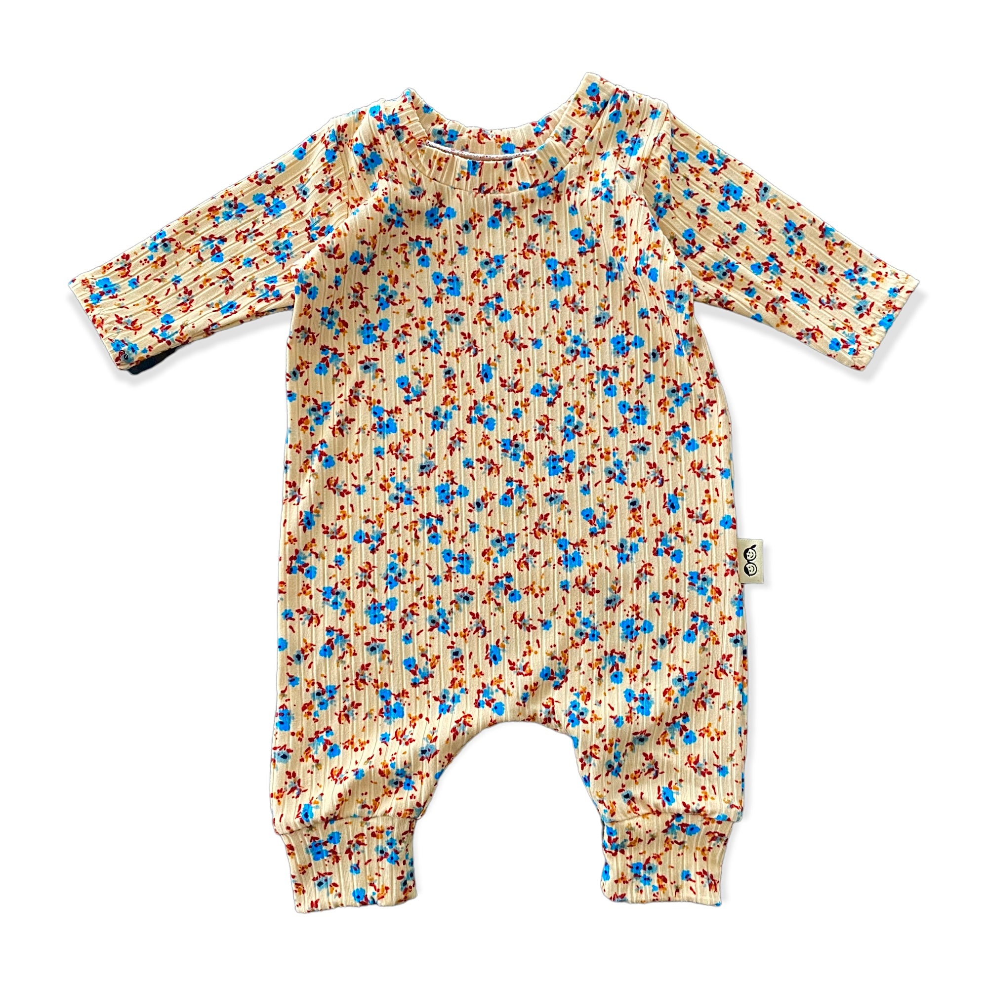Dainty Floral on Yellow Ribbed Harem Romper