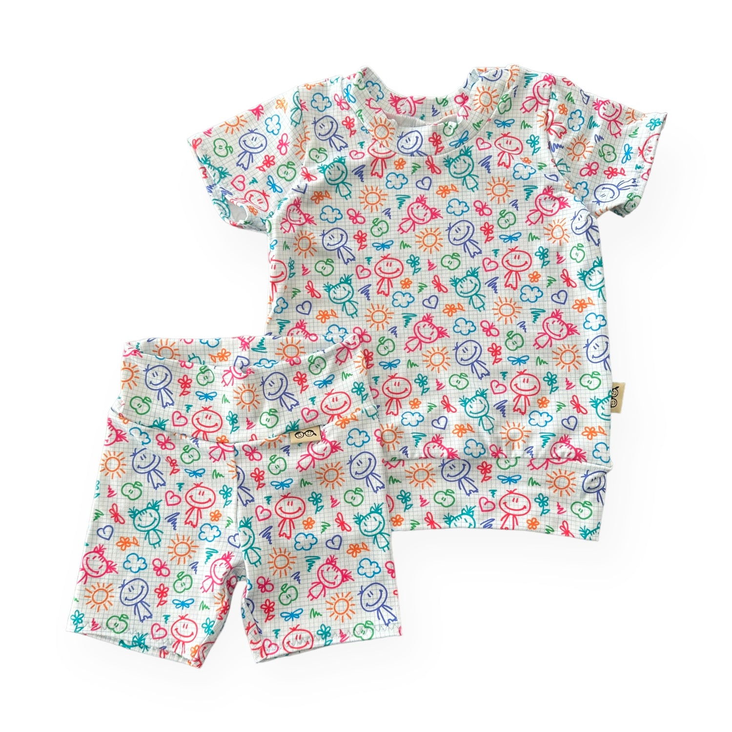 Doodle Biker Shorts Lounge Set