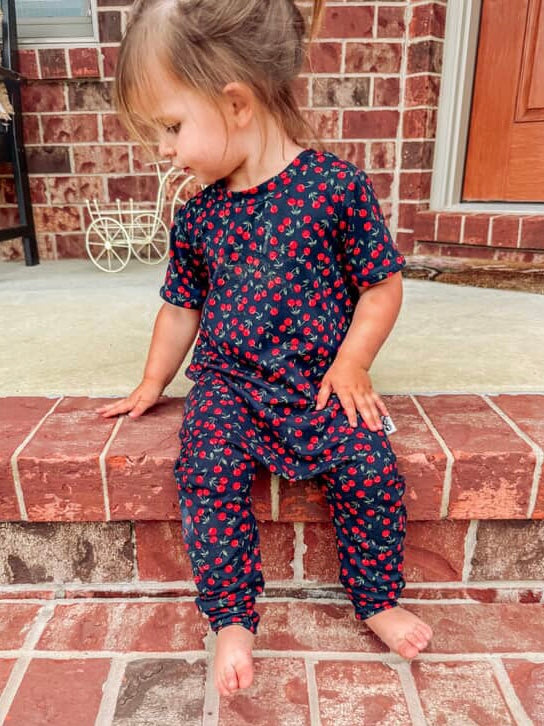 Midnight Cherries Harem Romper