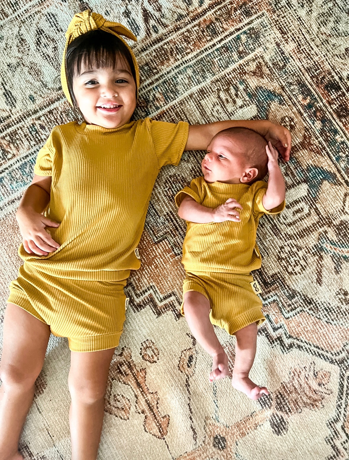 Mustard Ribbed Summer Lounge Set
