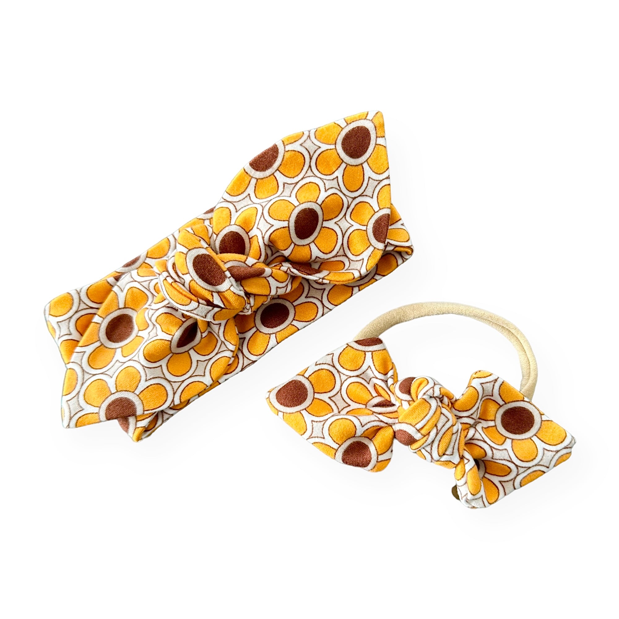 Funky Florals in Mustard Headbands