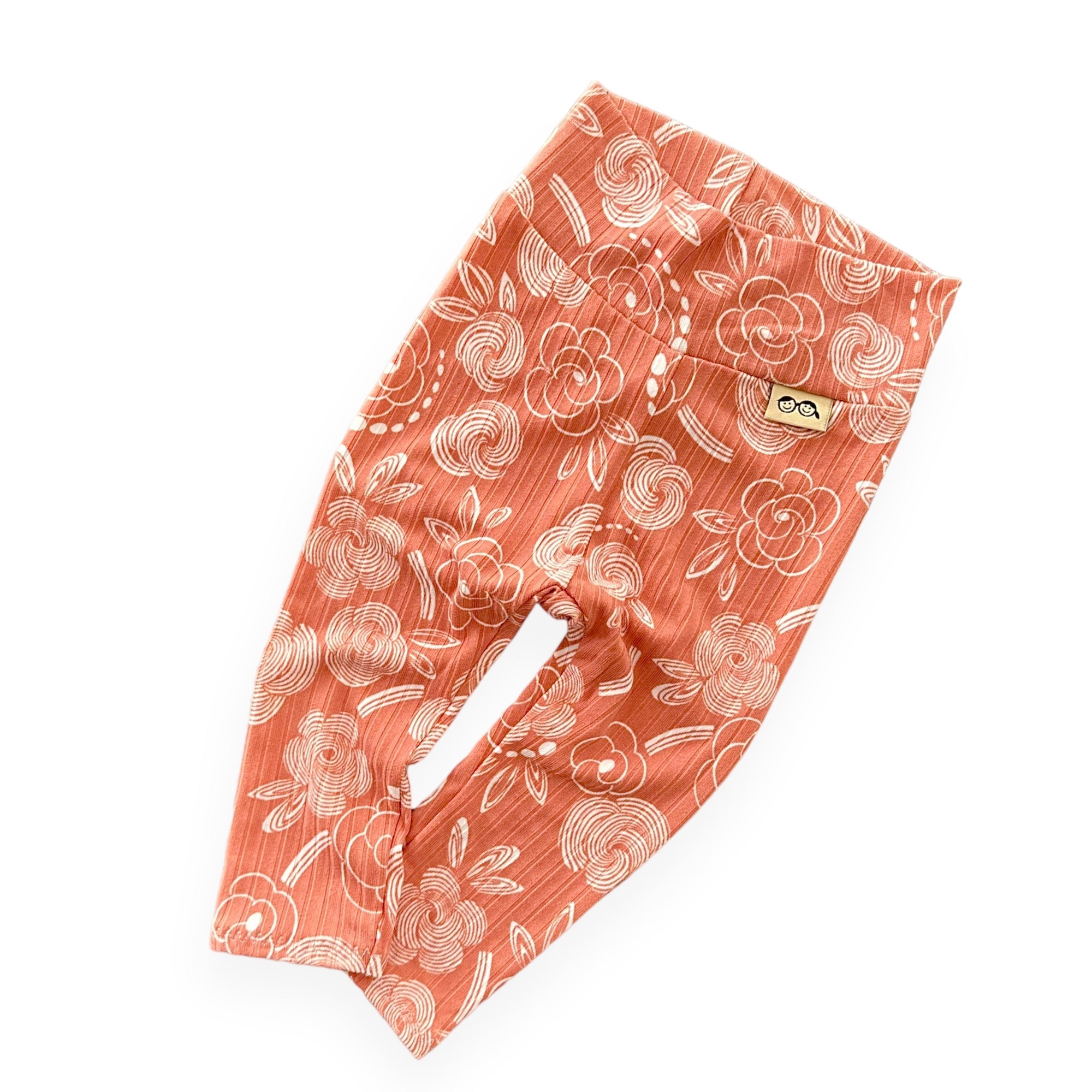 Geo Flowers Rose Ribbed Leggings