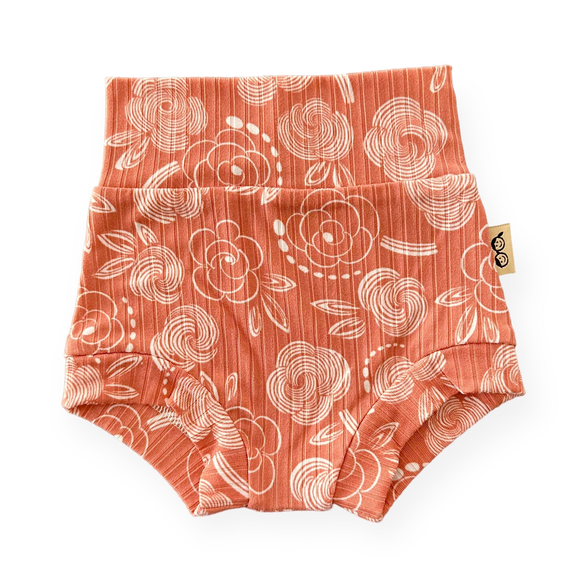 Geo Flowers Rose Ribbed Bummies