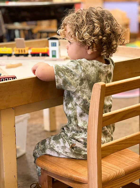 Olive Green Tie Dye Ribbed Harem Romper
