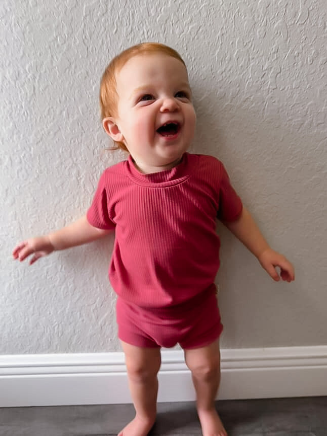 Mauve Ribbed Summer Lounge Set