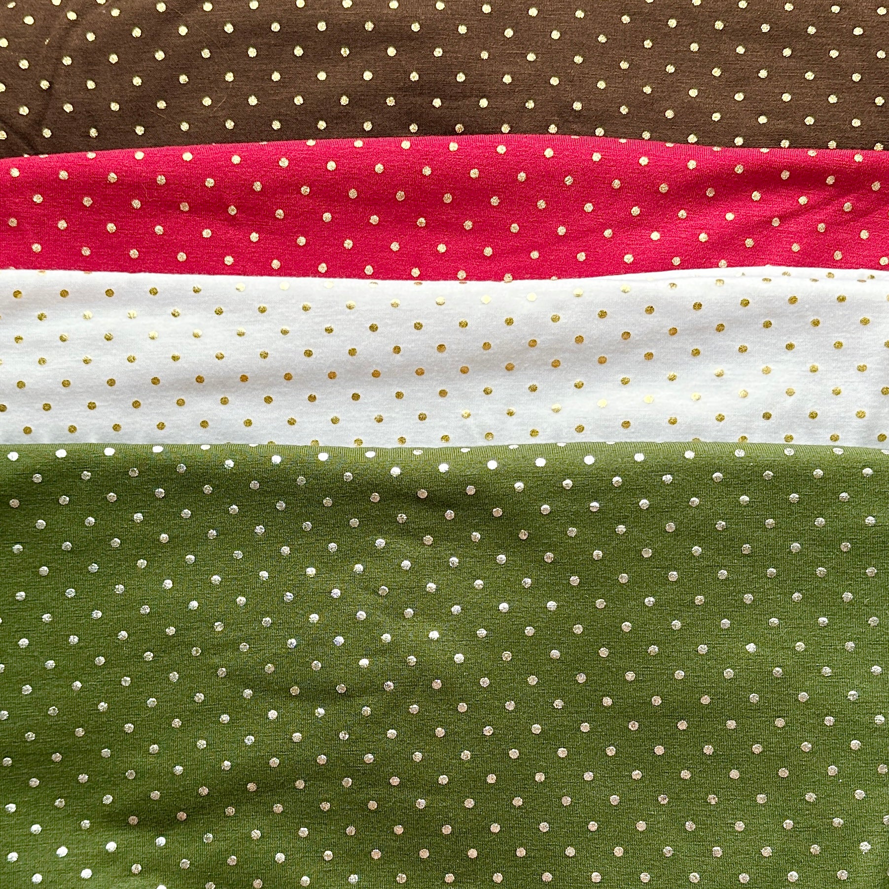 Foil Dots (cocoa, red, white or army green) - Limited Vault Fabric