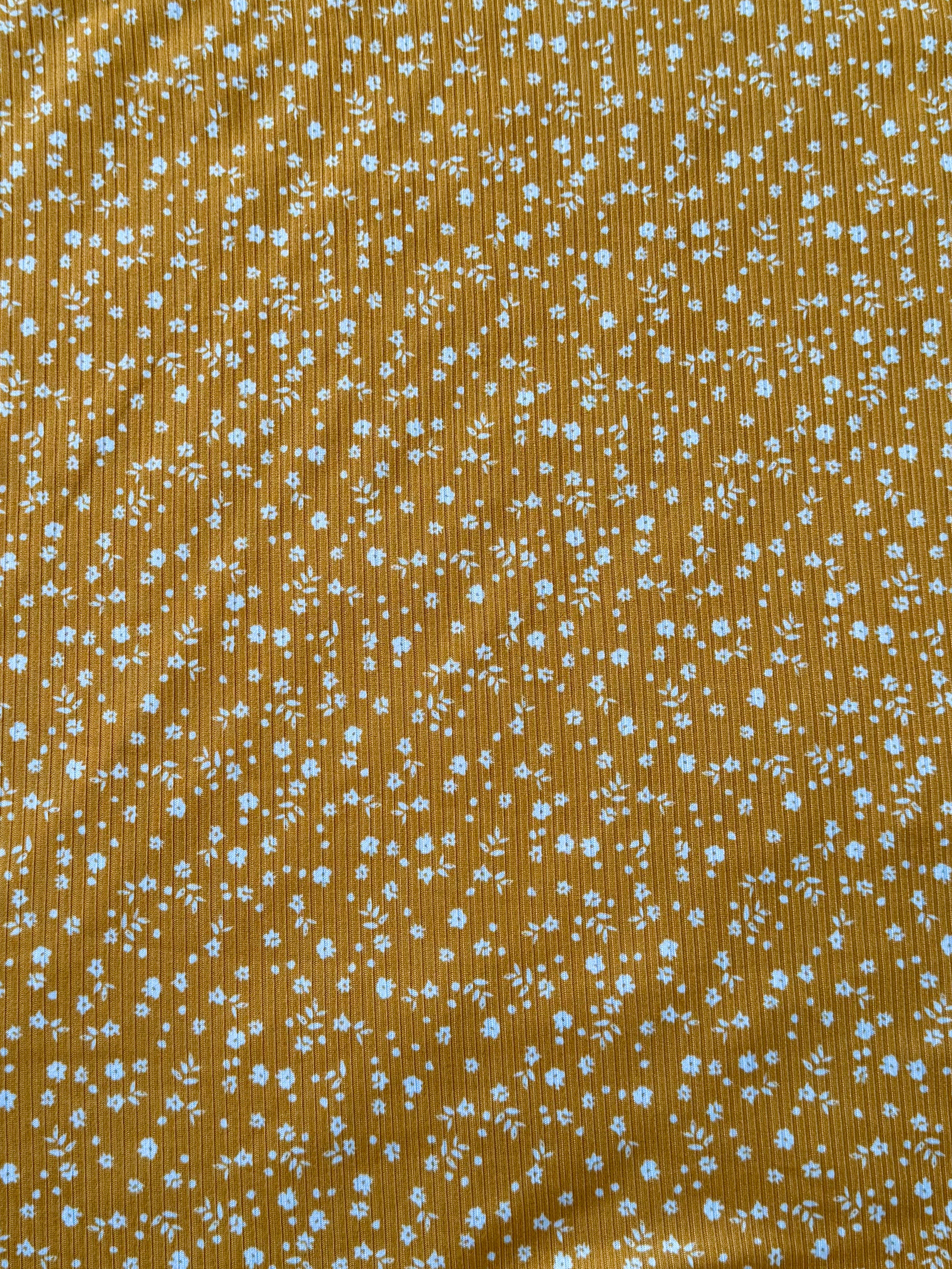 Little Wildflowers Mustard Ribbed - Limited Vault Fabric