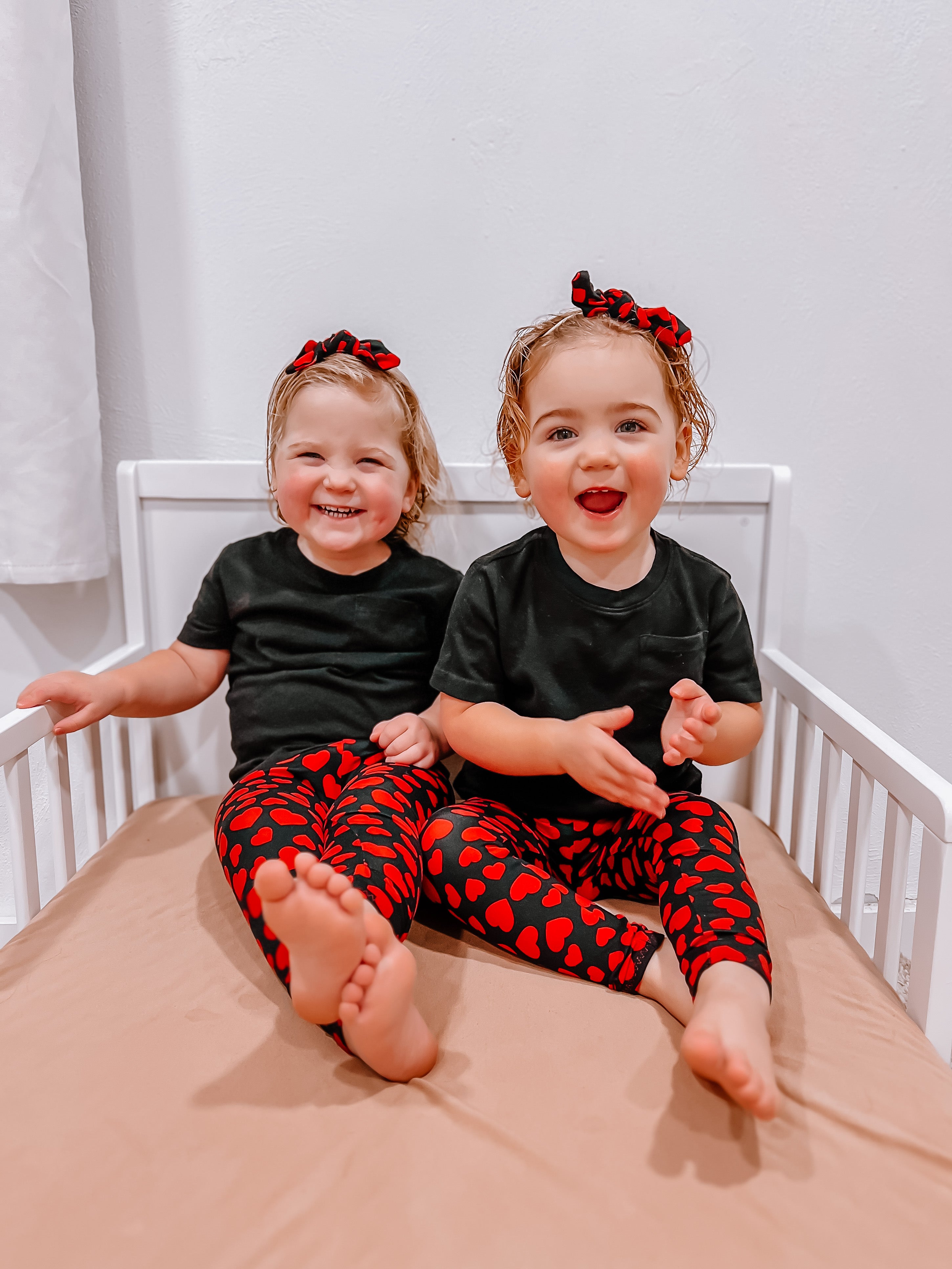 Red Hearts on Black Headbands