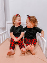 Red Hearts on Black Leggings