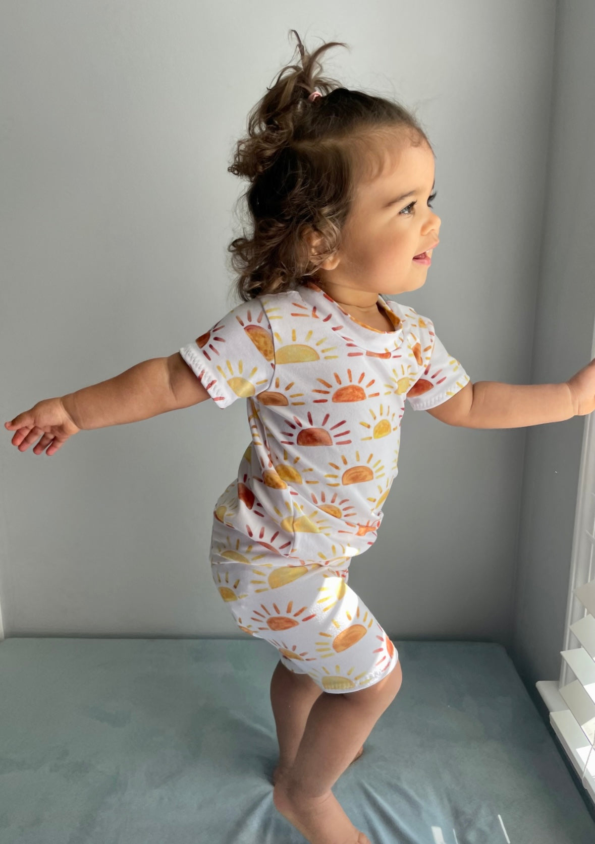 Sunshine Stripe Biker Shorts Lounge Set