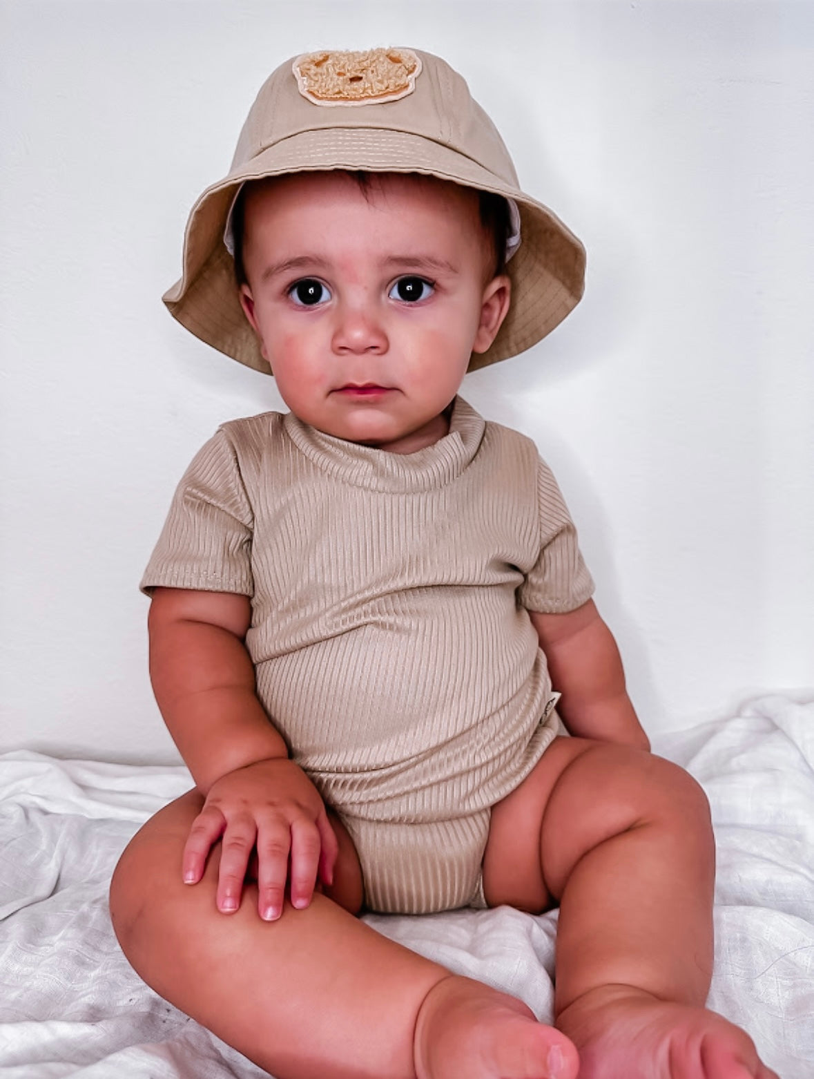 Toddler Boy in Latte Ribbed Summer Lounge Set