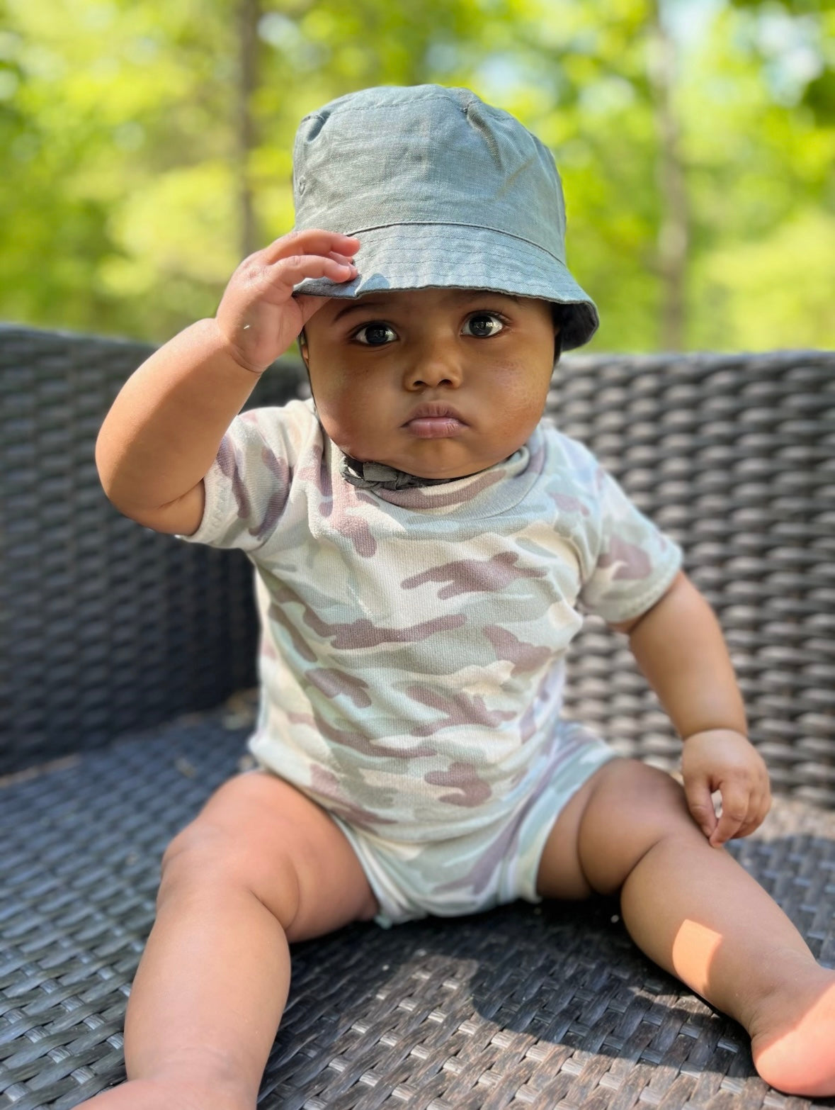 baby boy in Green Camo Summer Lounge Set