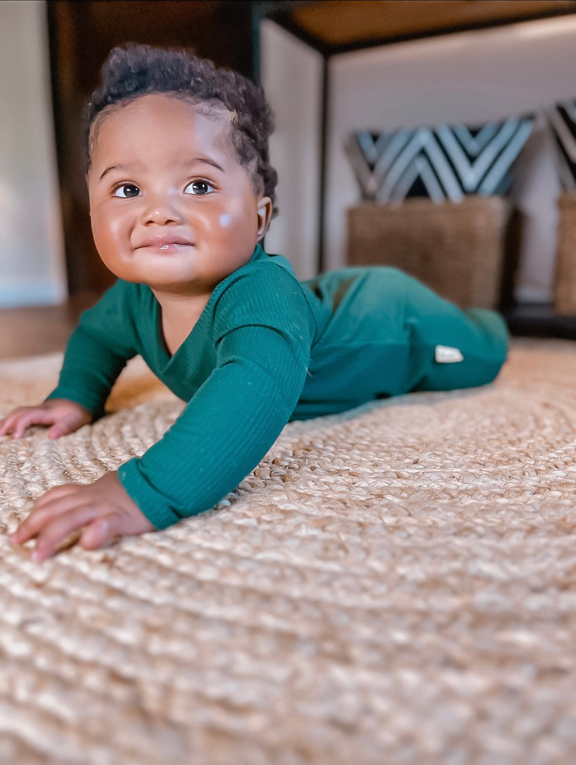 Hunter Green Ribbed Harem Romper