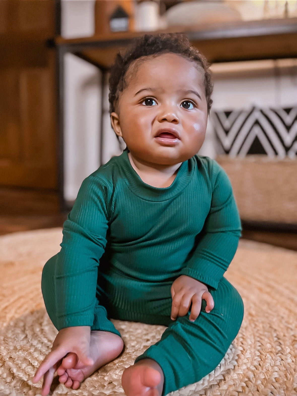 Hunter Green Ribbed Harem Romper