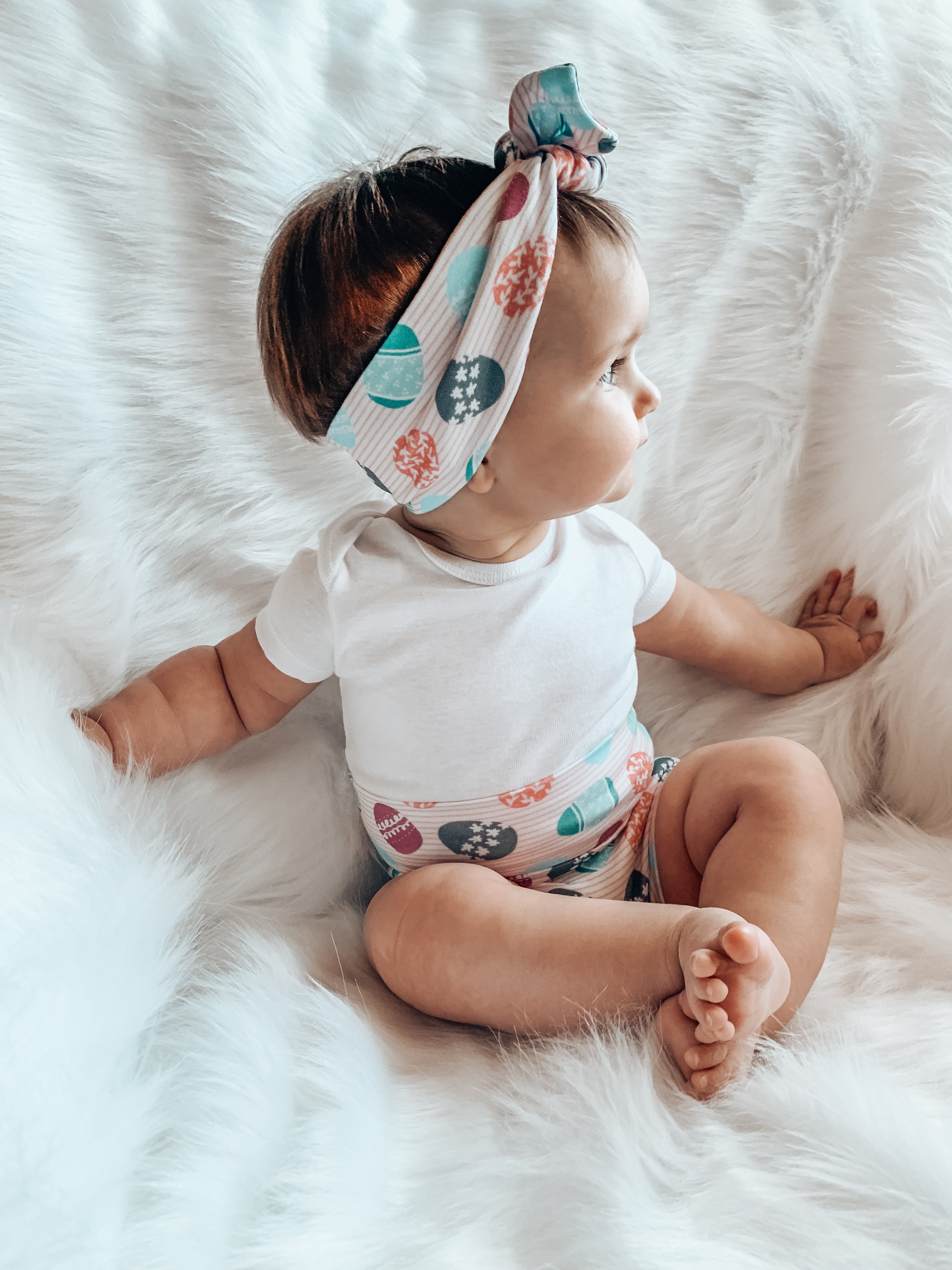 Easter eggs on Pink Stripes Headbands