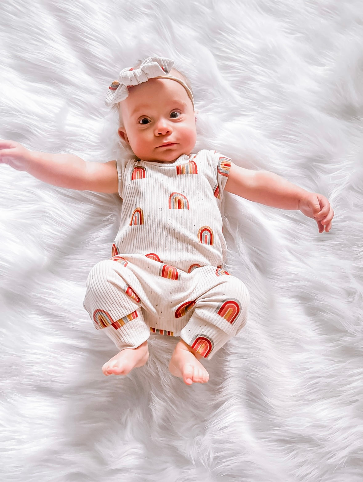 Retro Rainbows Ribbed Harem Romper