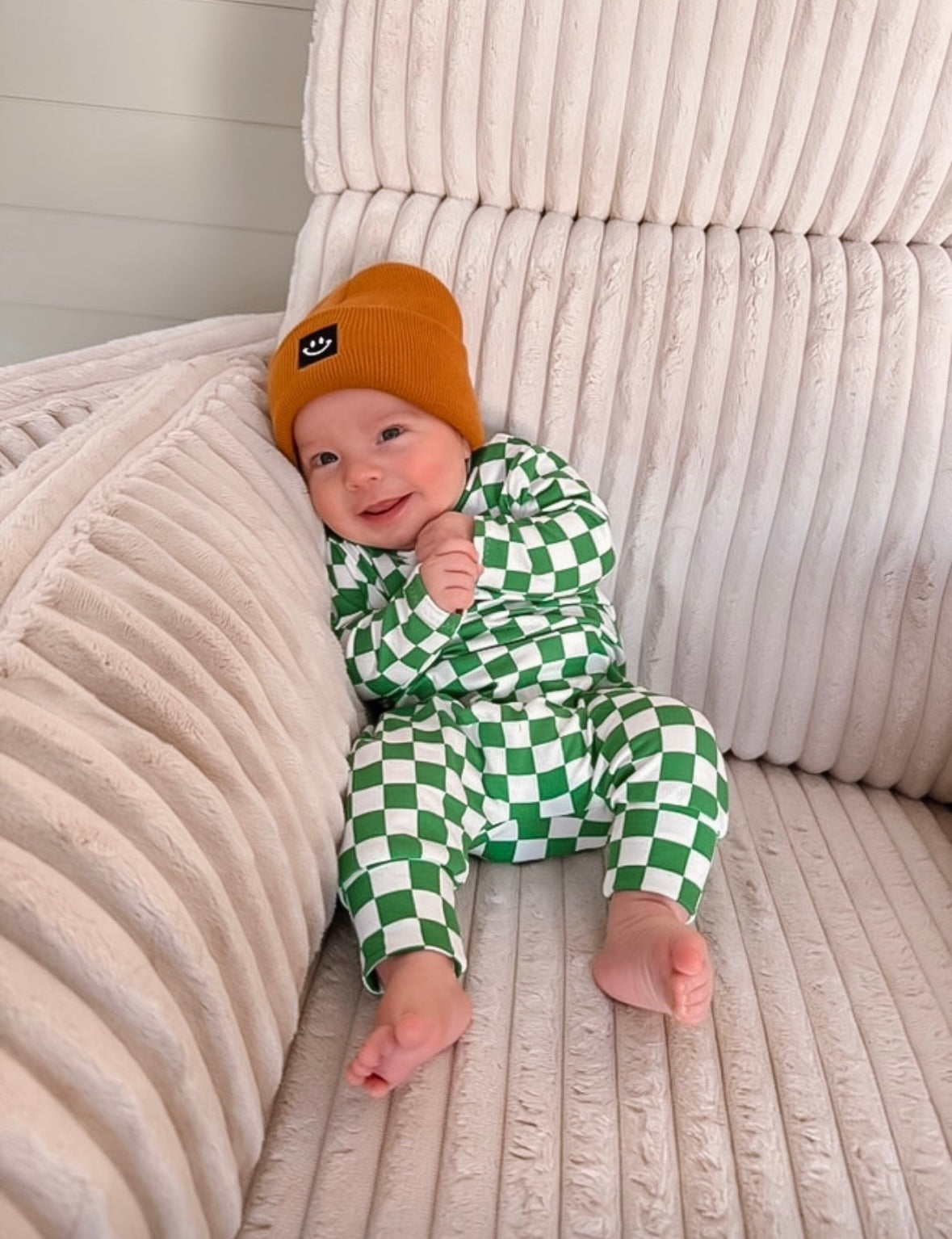 Green Checkered Harem Romper