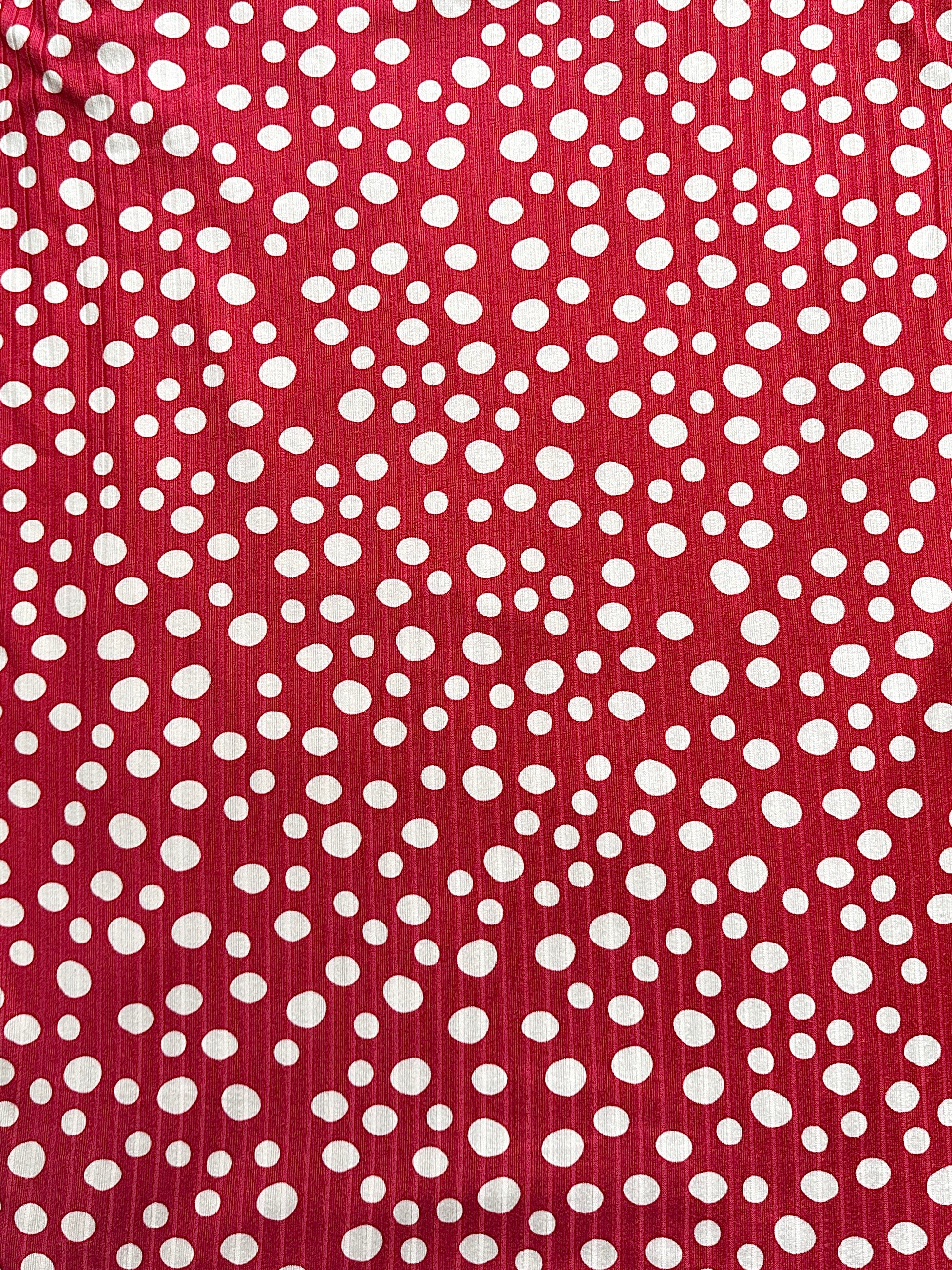 Darker Red With Large White Dots Ribbed - Limited Vault Fabric