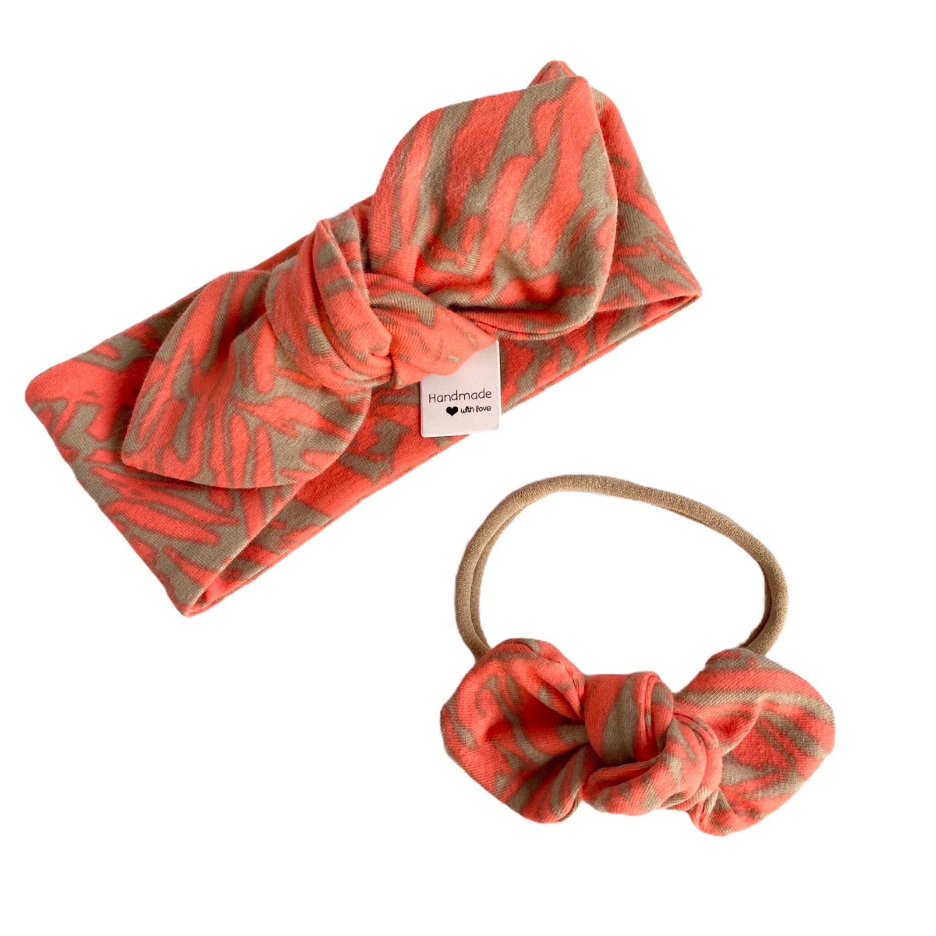 Coral Tan Zebra Headbands