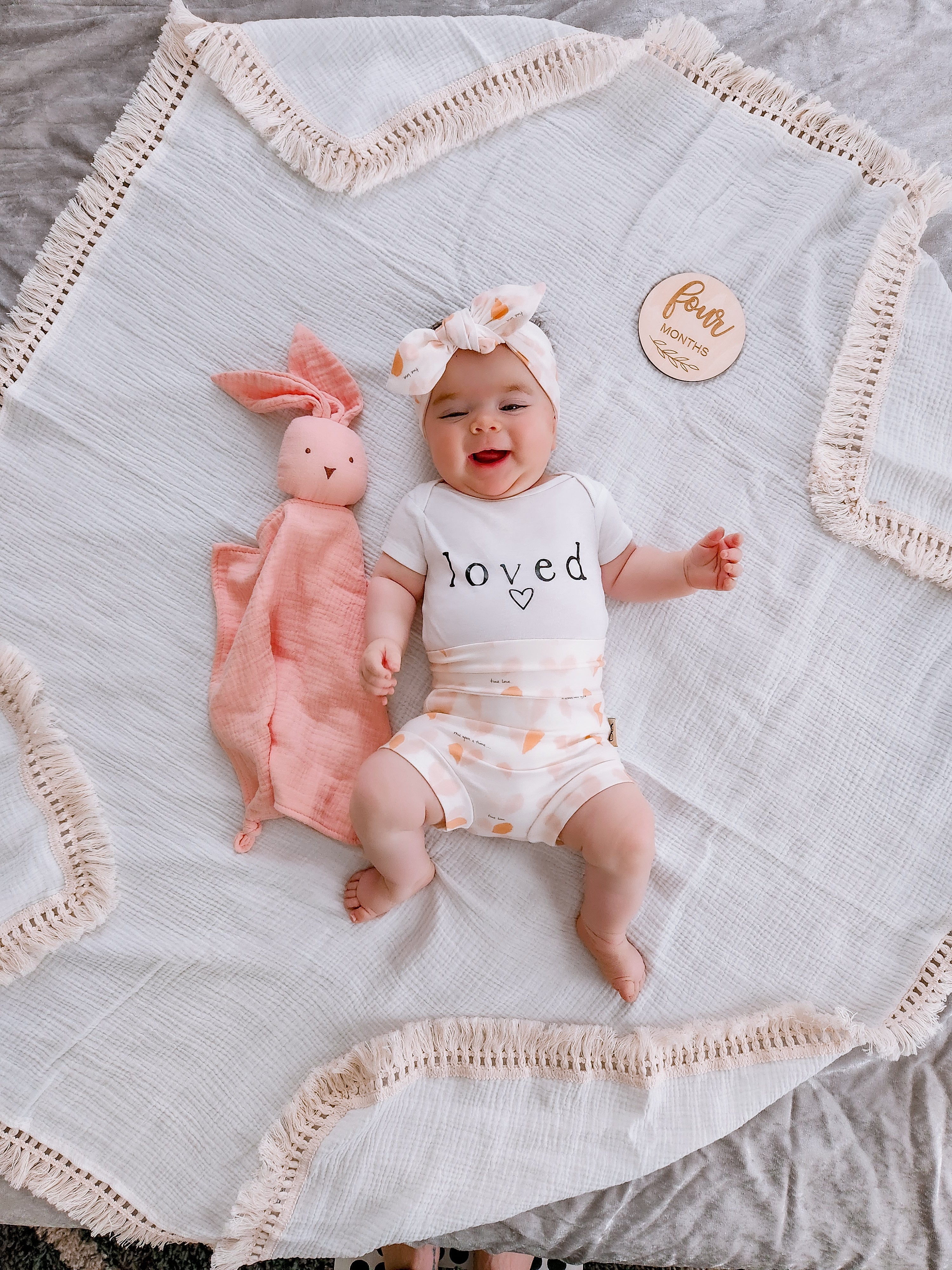 Pastel Pink Hearts on Cream Headbands