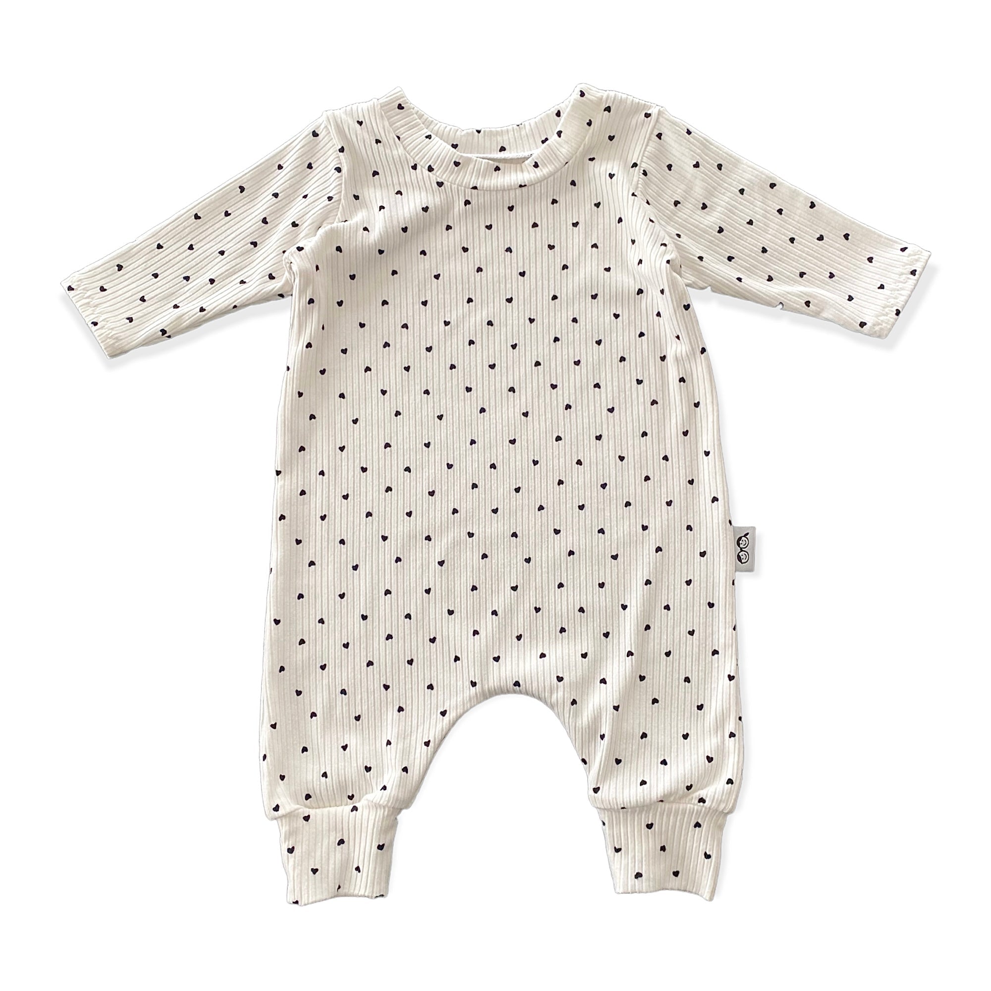 Black Hearts on Ivory Harem Romper