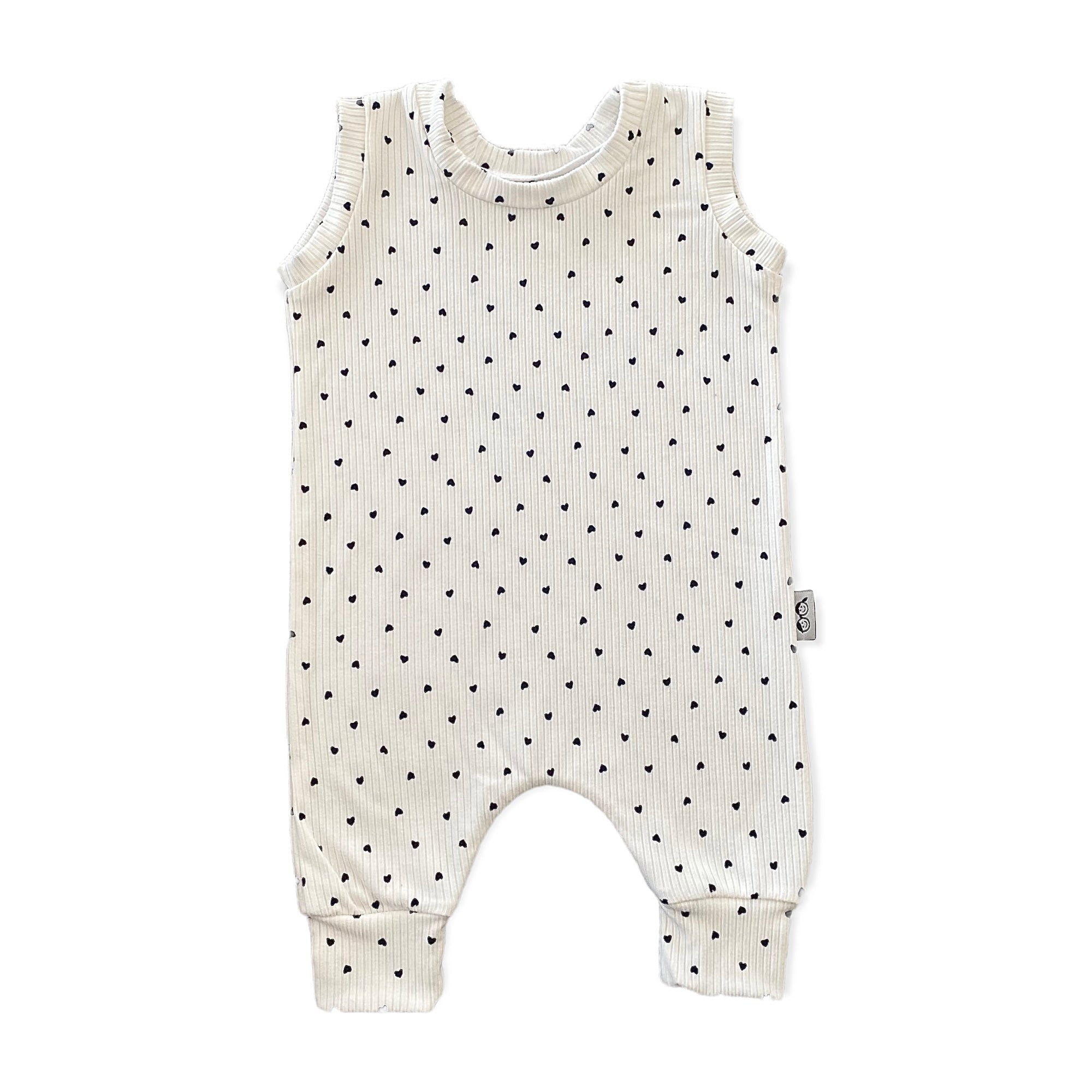 Black Hearts on Ivory Harem Romper