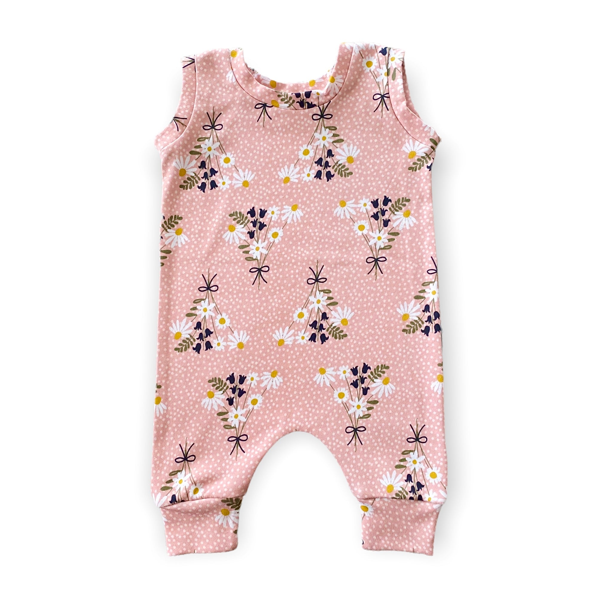 Chamomile Bouquet on Blush Harem Romper