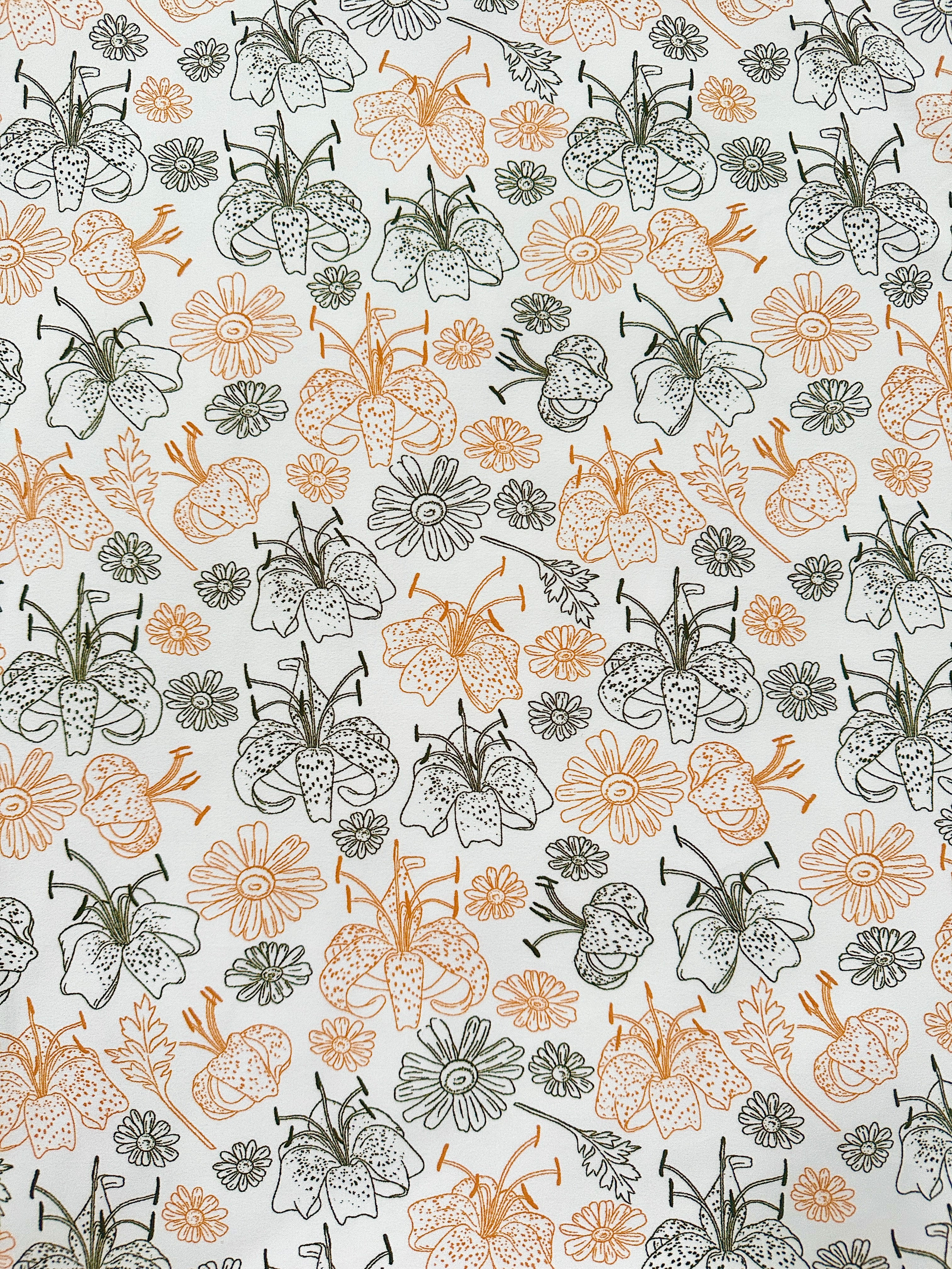 Neutral Sketched Flowers - Limited Vault Fabric