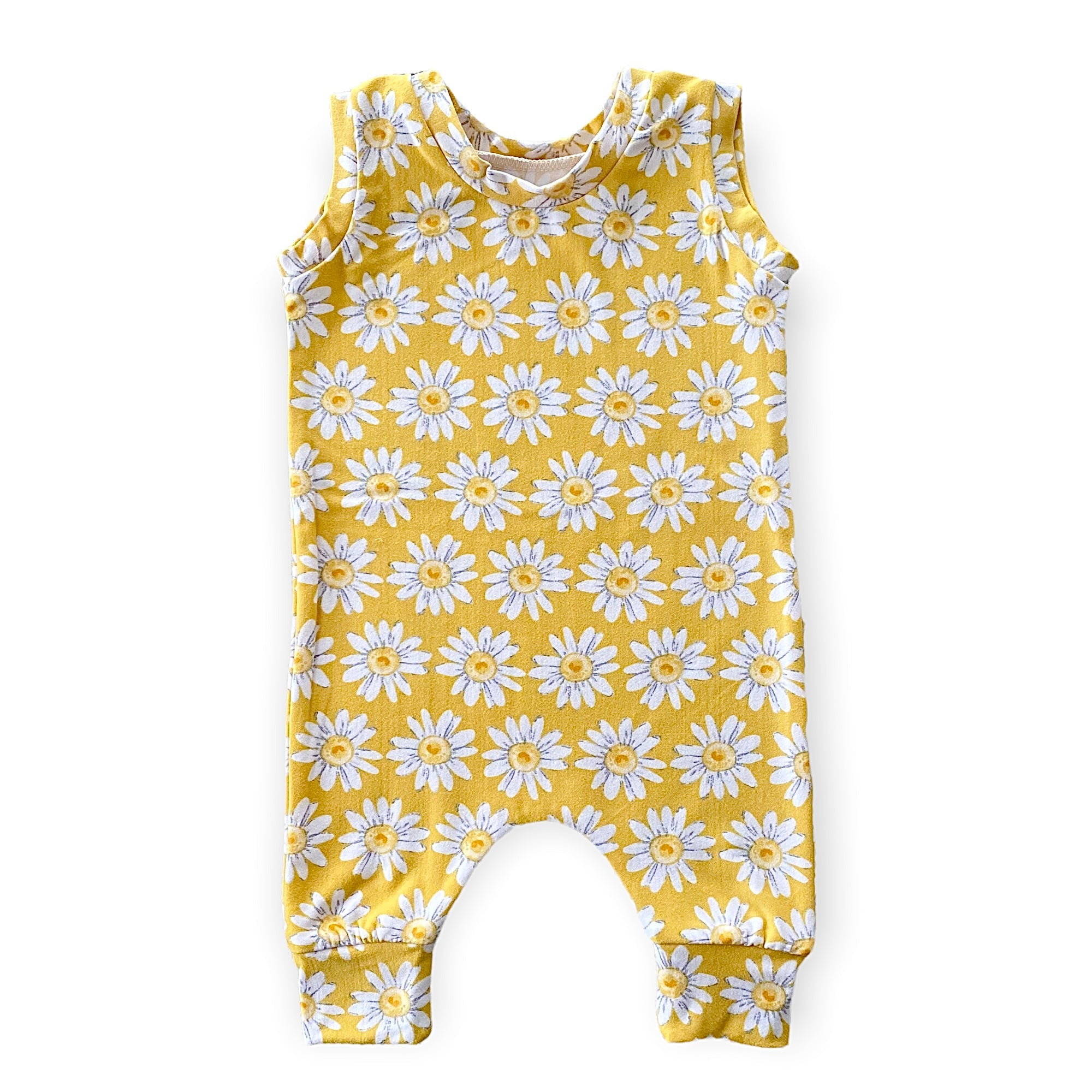 Spring Daisies on Yellow Harem Romper