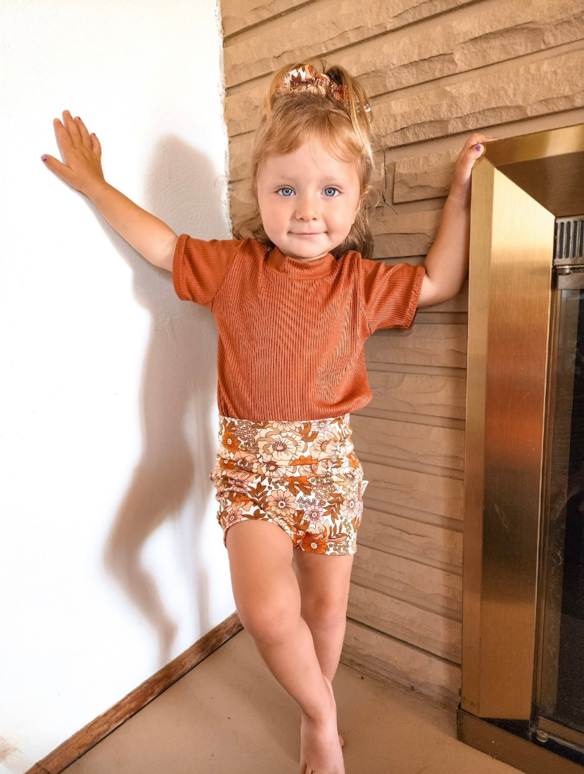 Rust ribbed and Neutral Boho Floral Summer Lounge Set