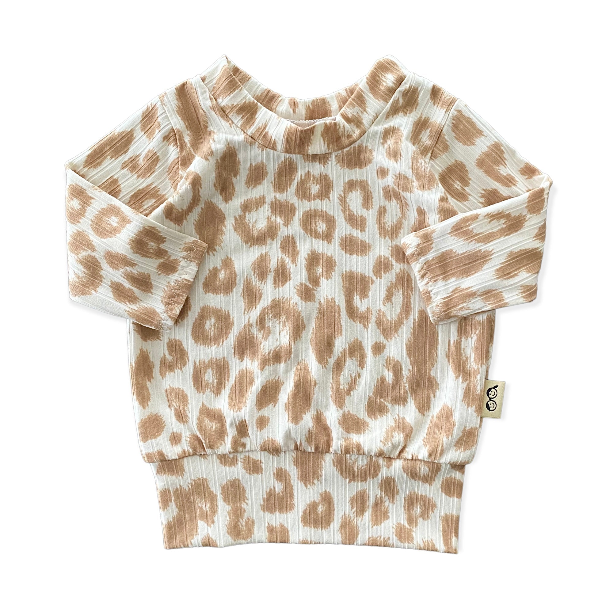 Taupe Cream Leopard Ribbed Lounge Top