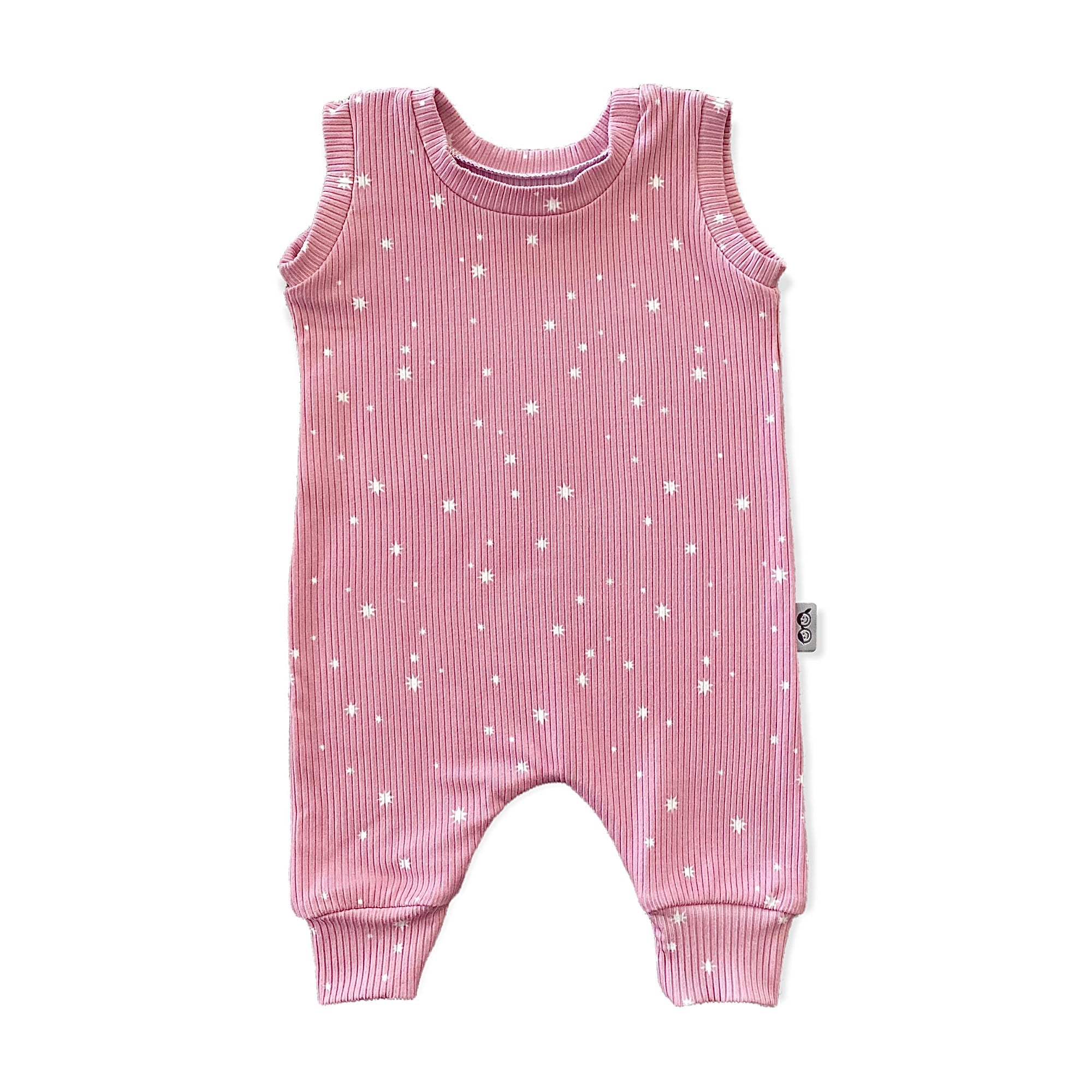 My Lucky Stars on Pink Ribbed Harem Romper