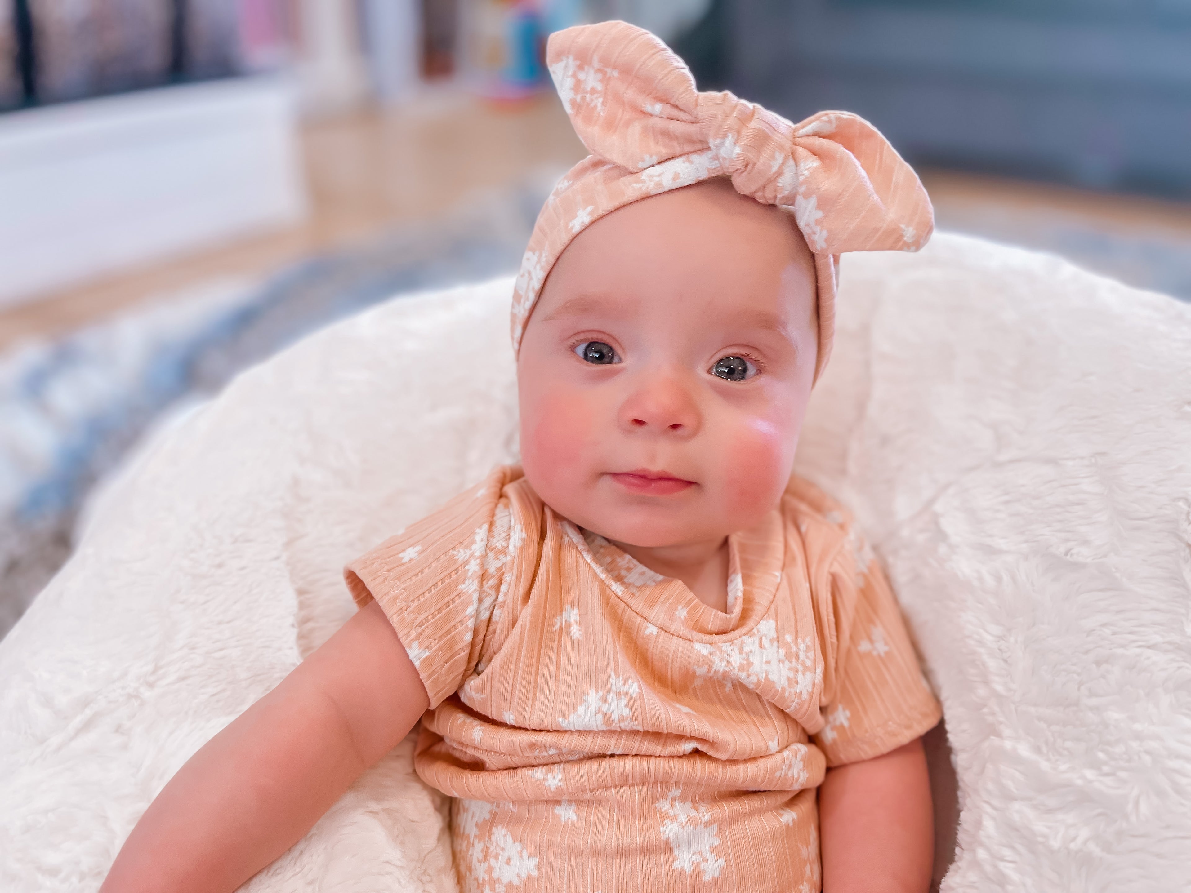 Minimal Floral Blush Ribbed Headbands