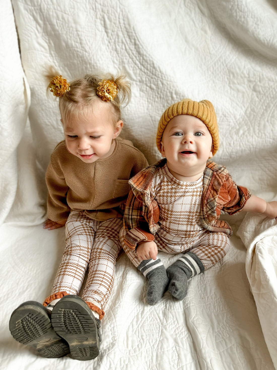Neutral Plaid Harem Romper