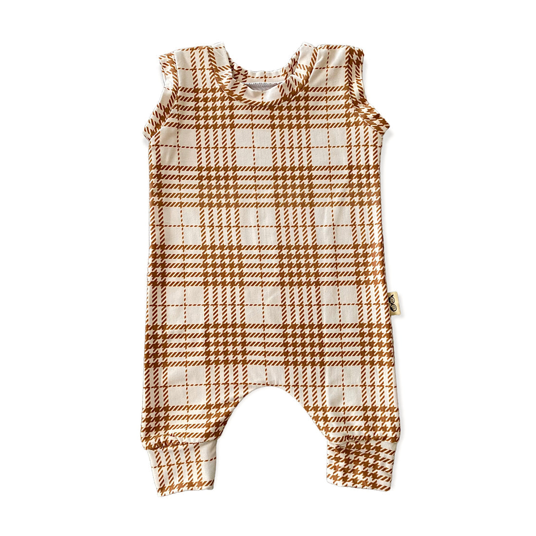 Neutral Plaid Harem Romper