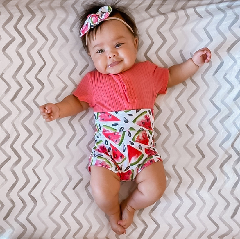 Baby wearing Watermelon Bummies