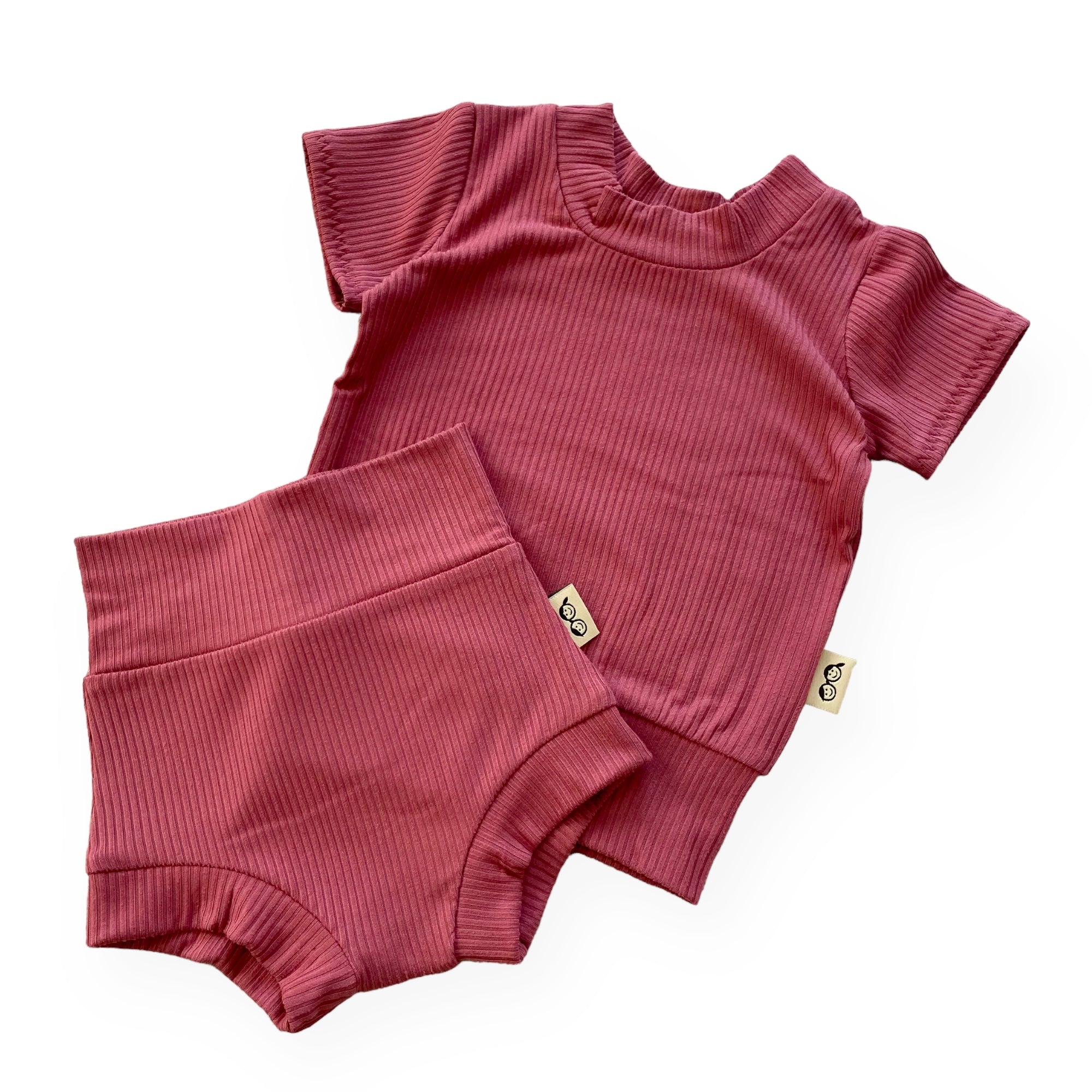 Mauve Ribbed Summer Lounge Set
