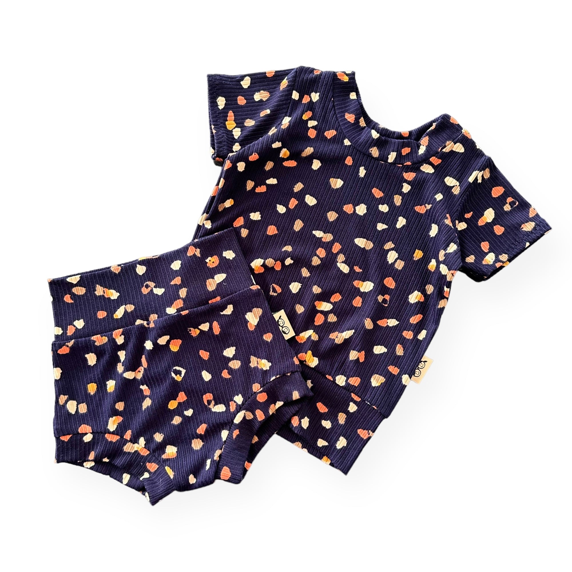 Navy Terrazzo Ribbed Summer Lounge Set