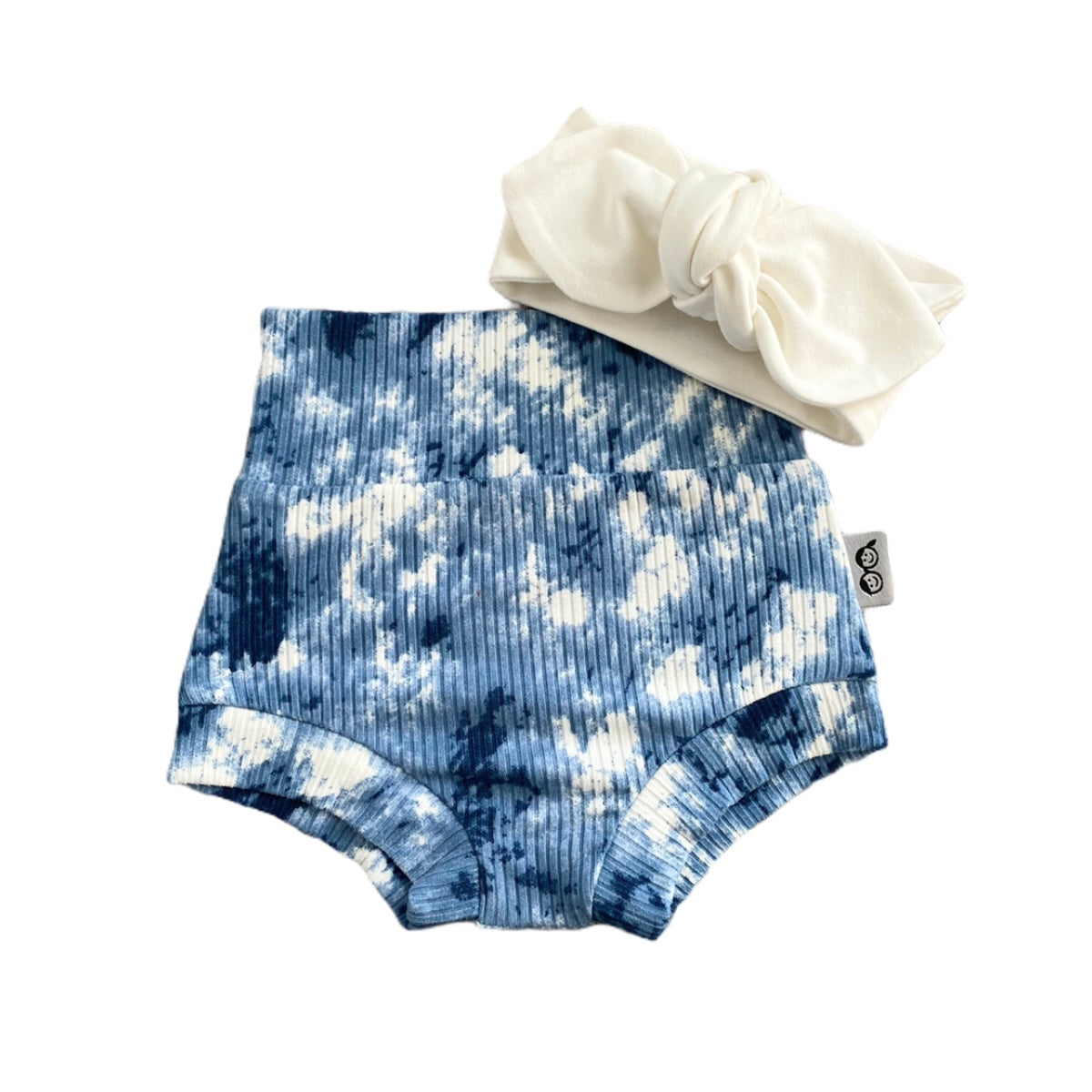 Denim Tie Dye Bummies with White Headband