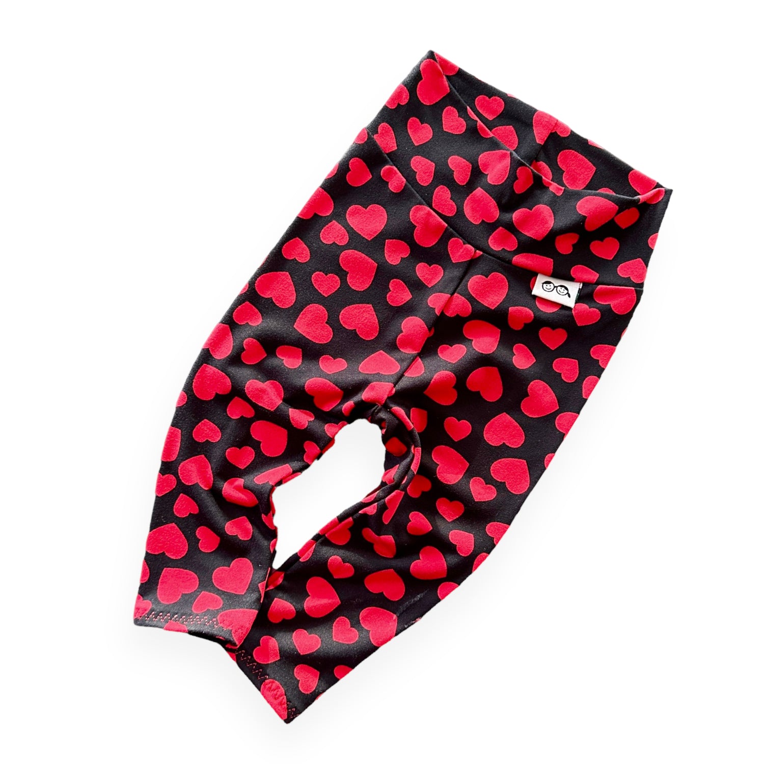Red Hearts on Black Leggings