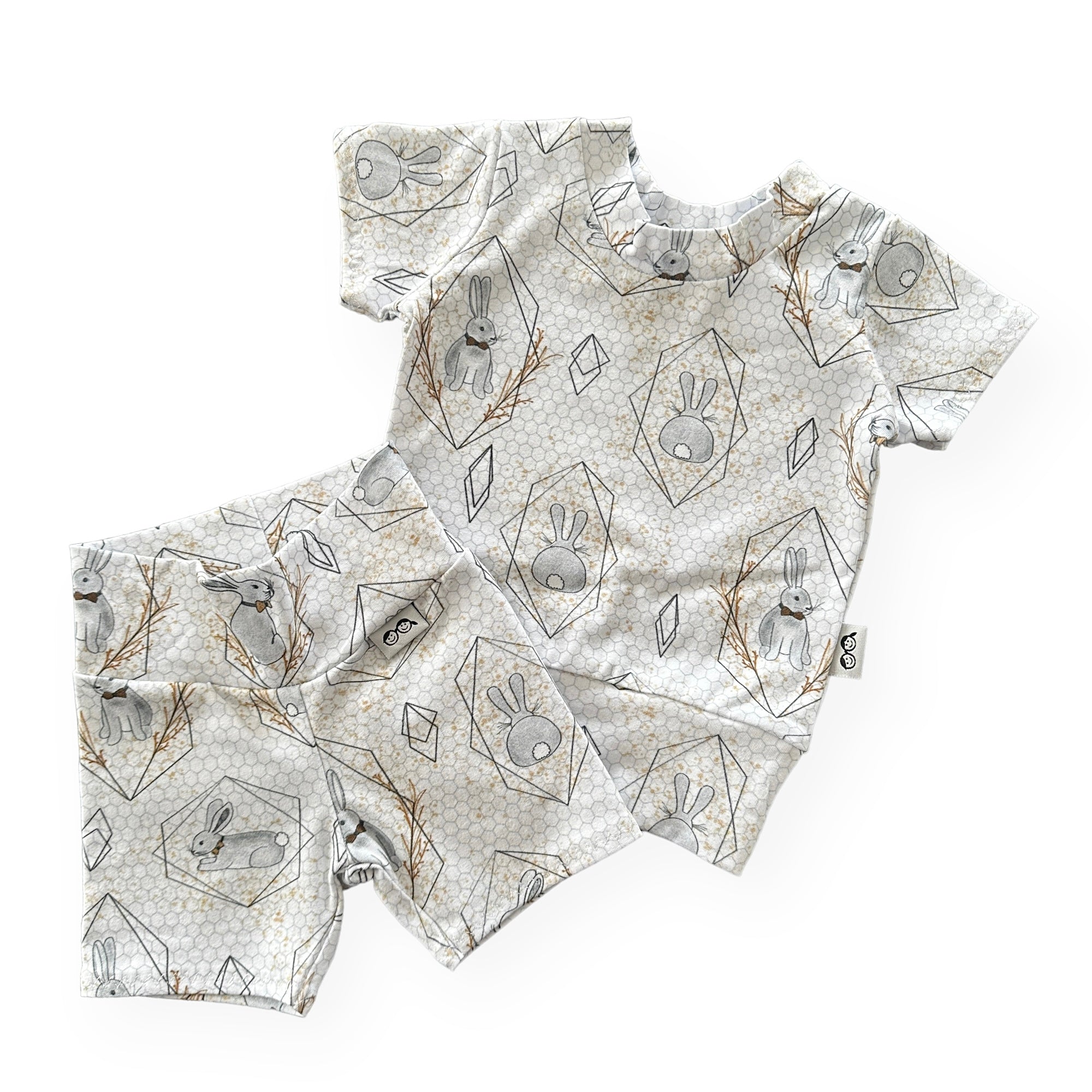 Bunny on Honeycomb Biker Shorts Lounge Set