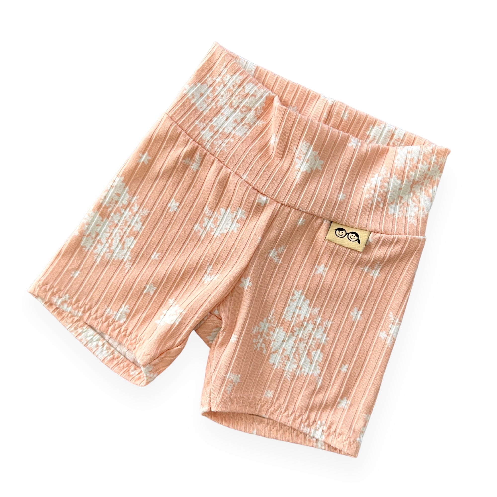 Minimal Floral Blush Ribbed Biker Shorts